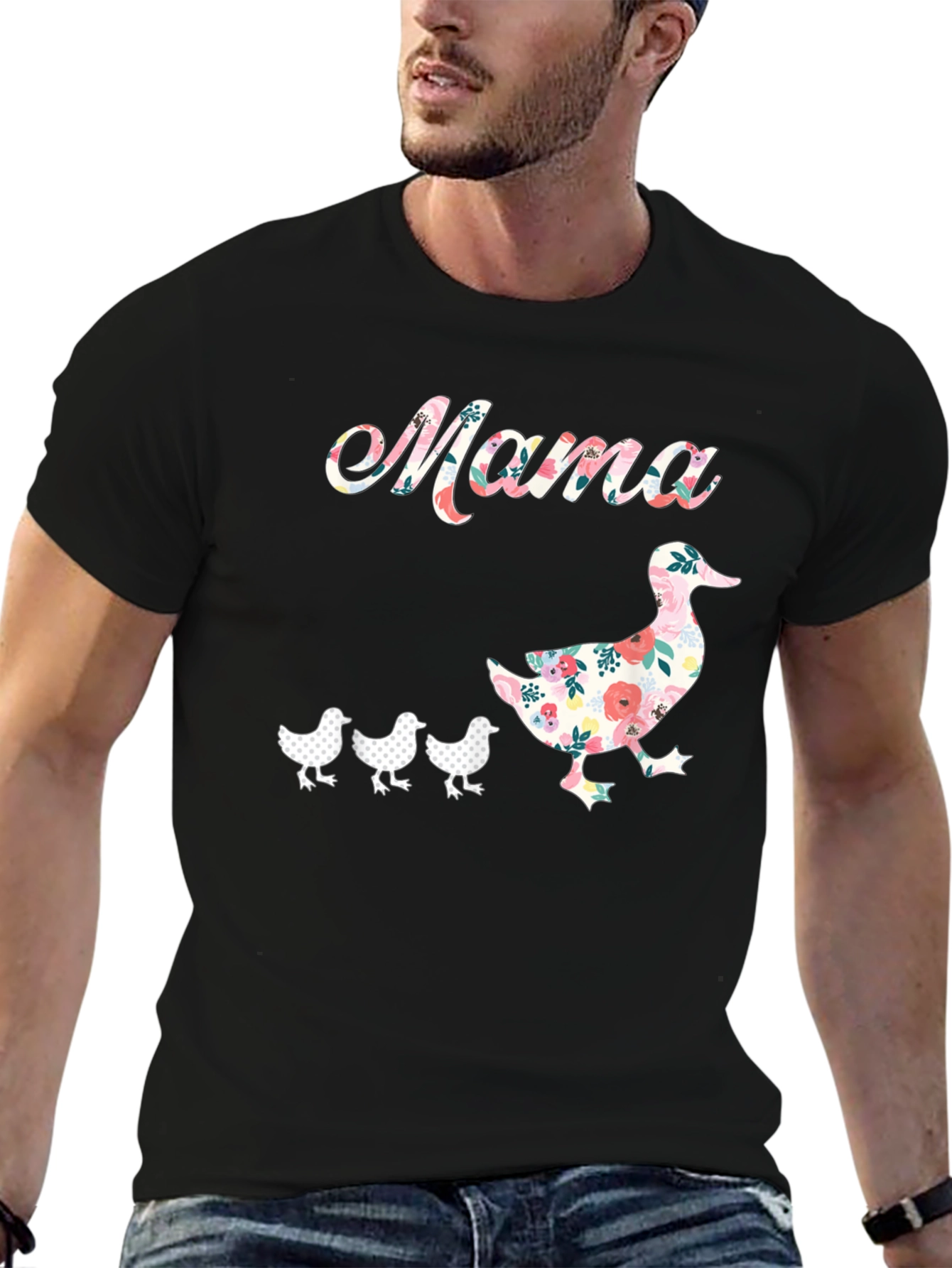 Mama Duck & Ducklings Floral Graphic Tee