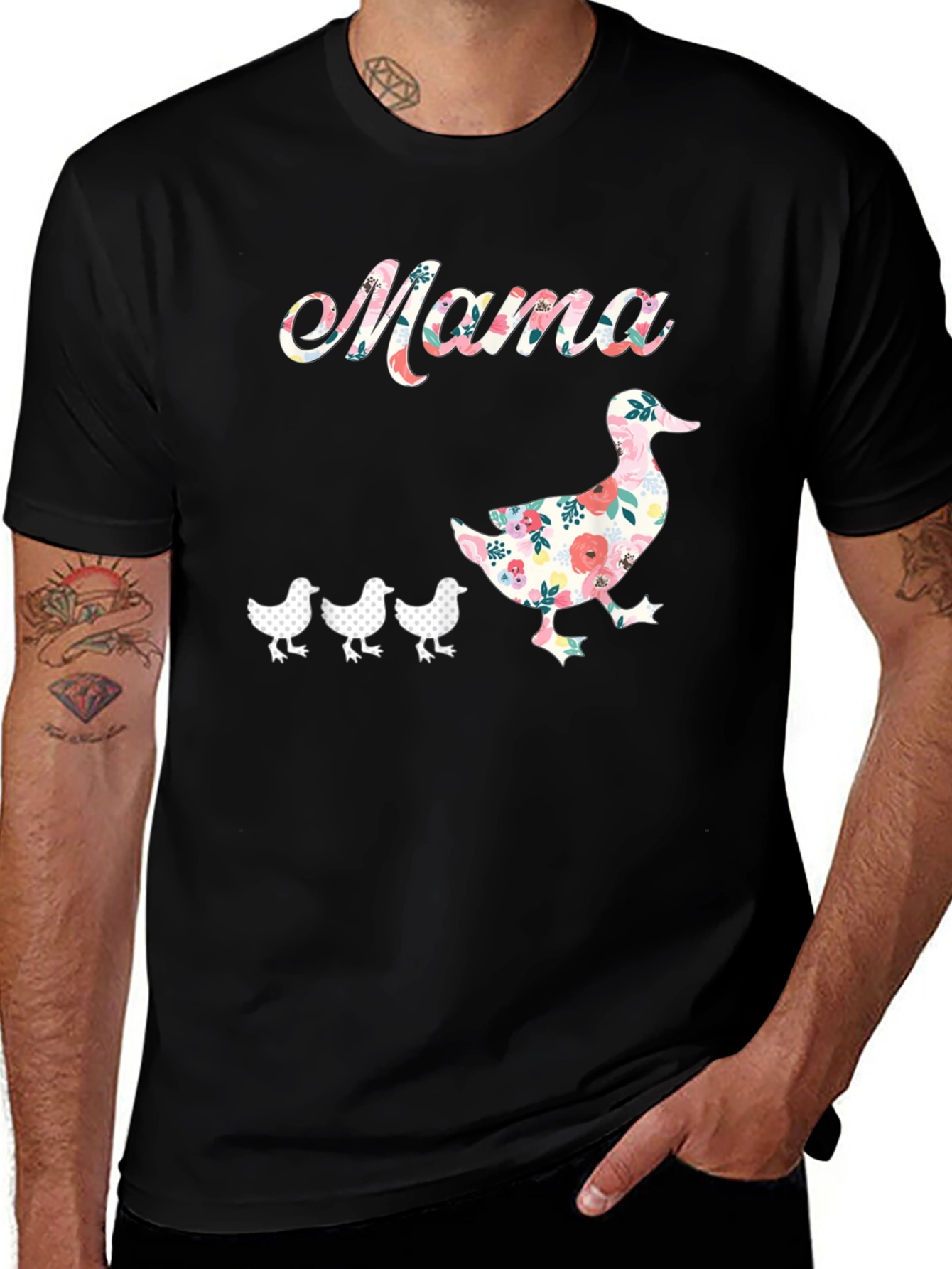 Mama Duck & Ducklings Floral Graphic Tee
