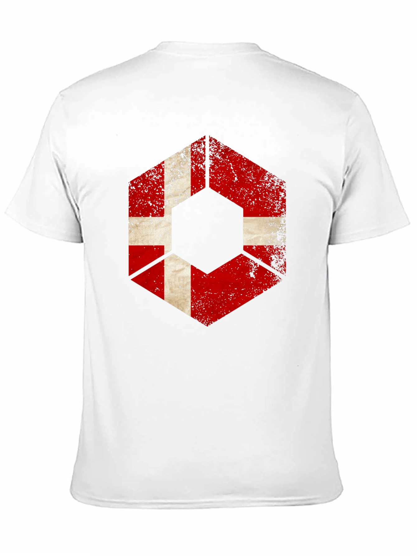 Distressed Hexagon Denmark Flag Graphic T-Shirt