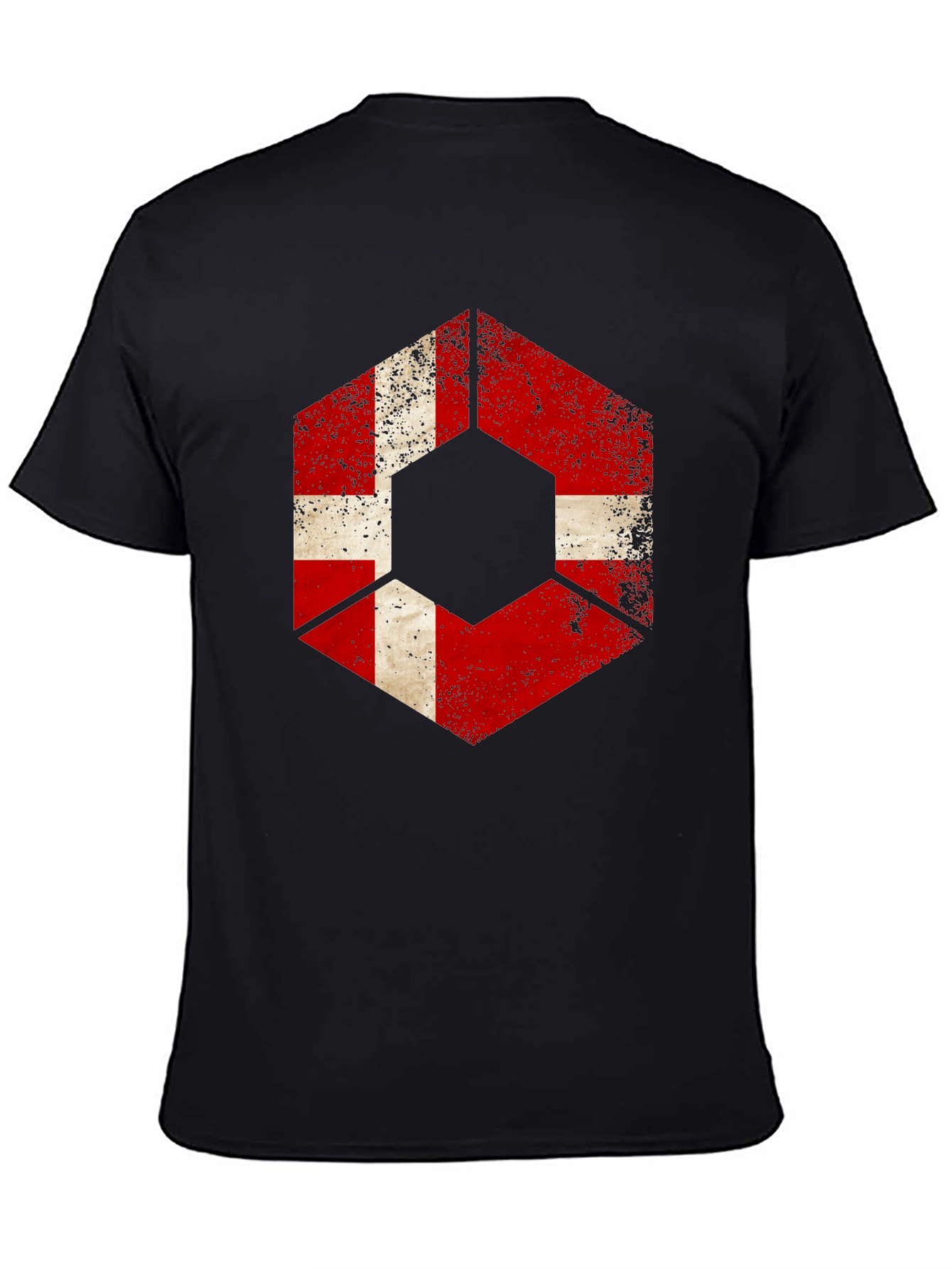 Distressed Hexagon Denmark Flag Graphic T-Shirt