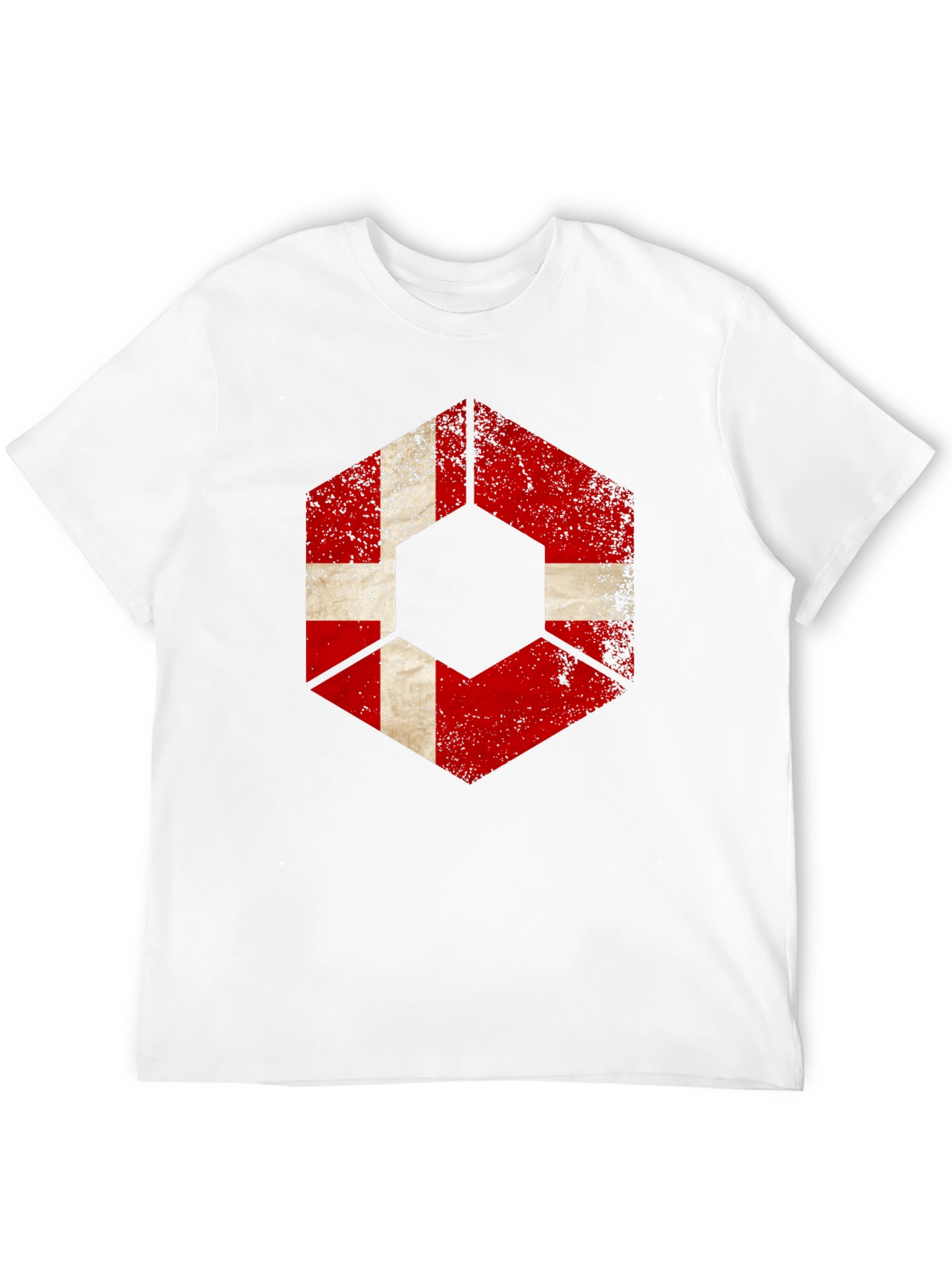 Distressed Hexagon Denmark Flag Graphic T-Shirt