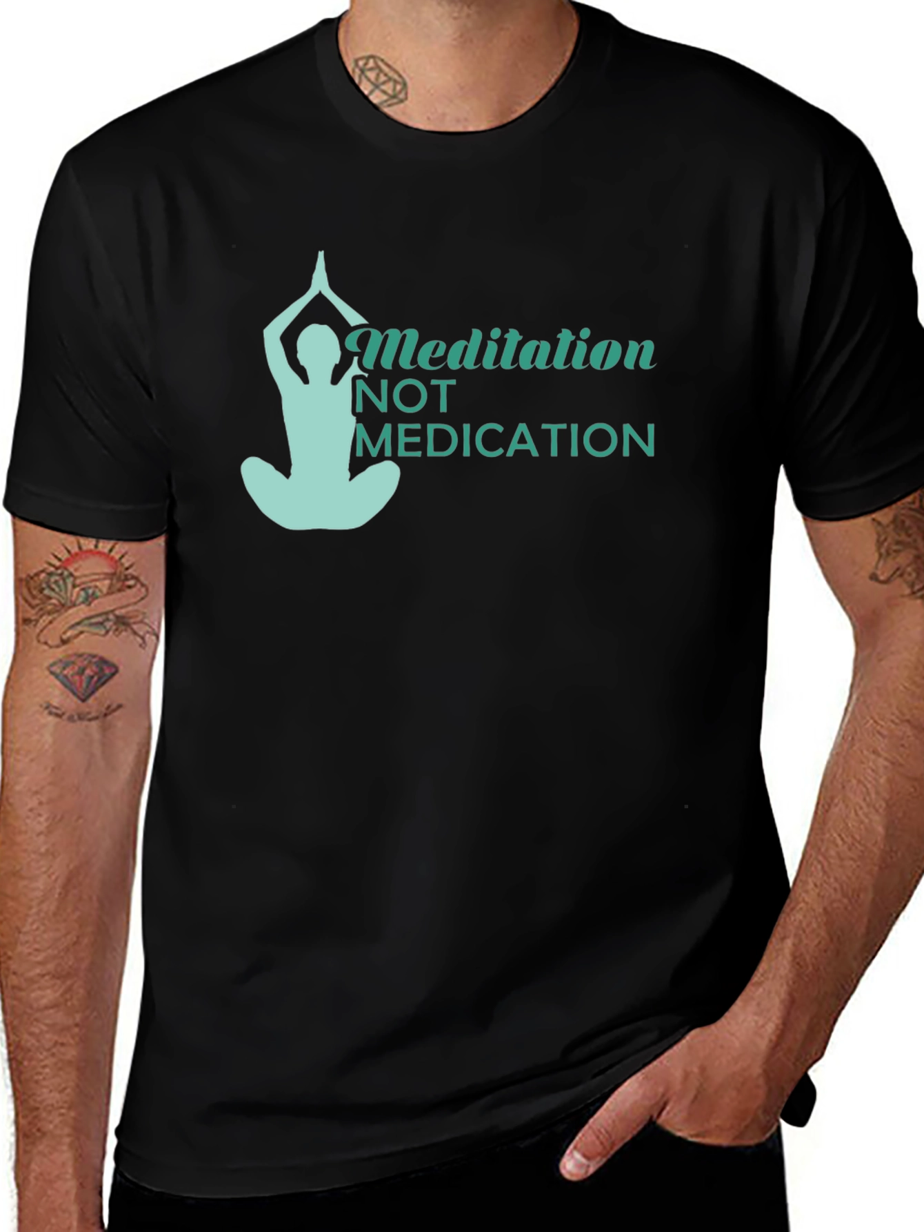 Meditation Not Medication Black T-Shirt