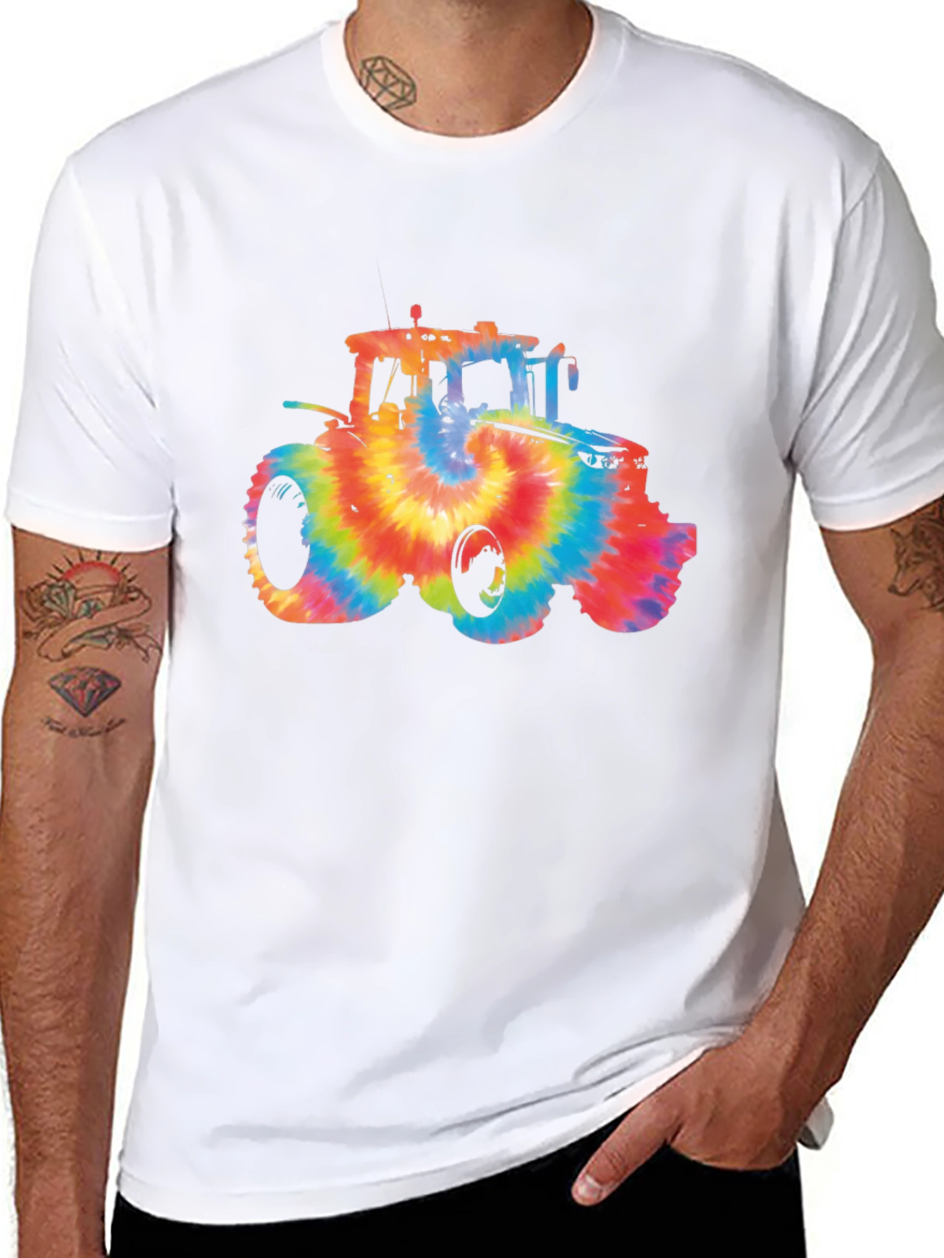 Tie Dye Tractor Graphic T-Shirt