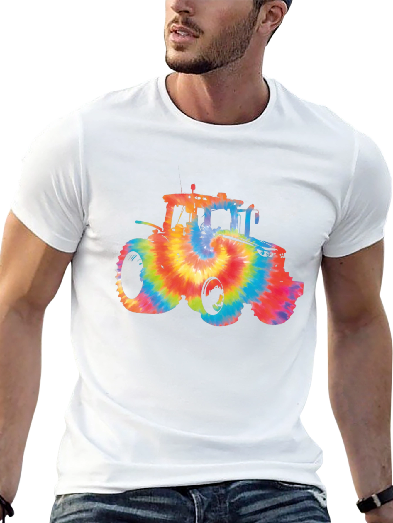 Tie Dye Tractor Graphic T-Shirt