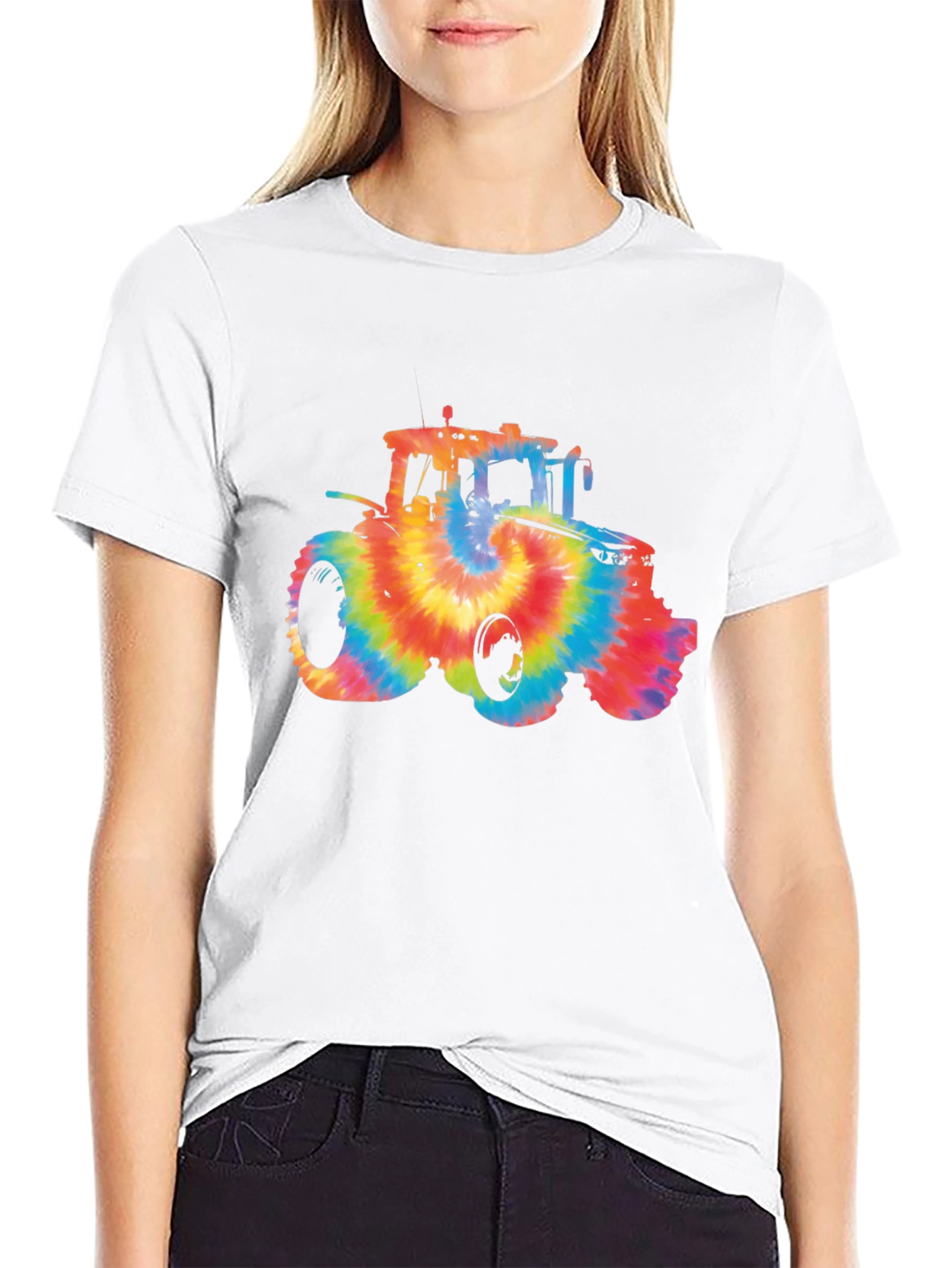 Tie Dye Tractor Graphic T-Shirt