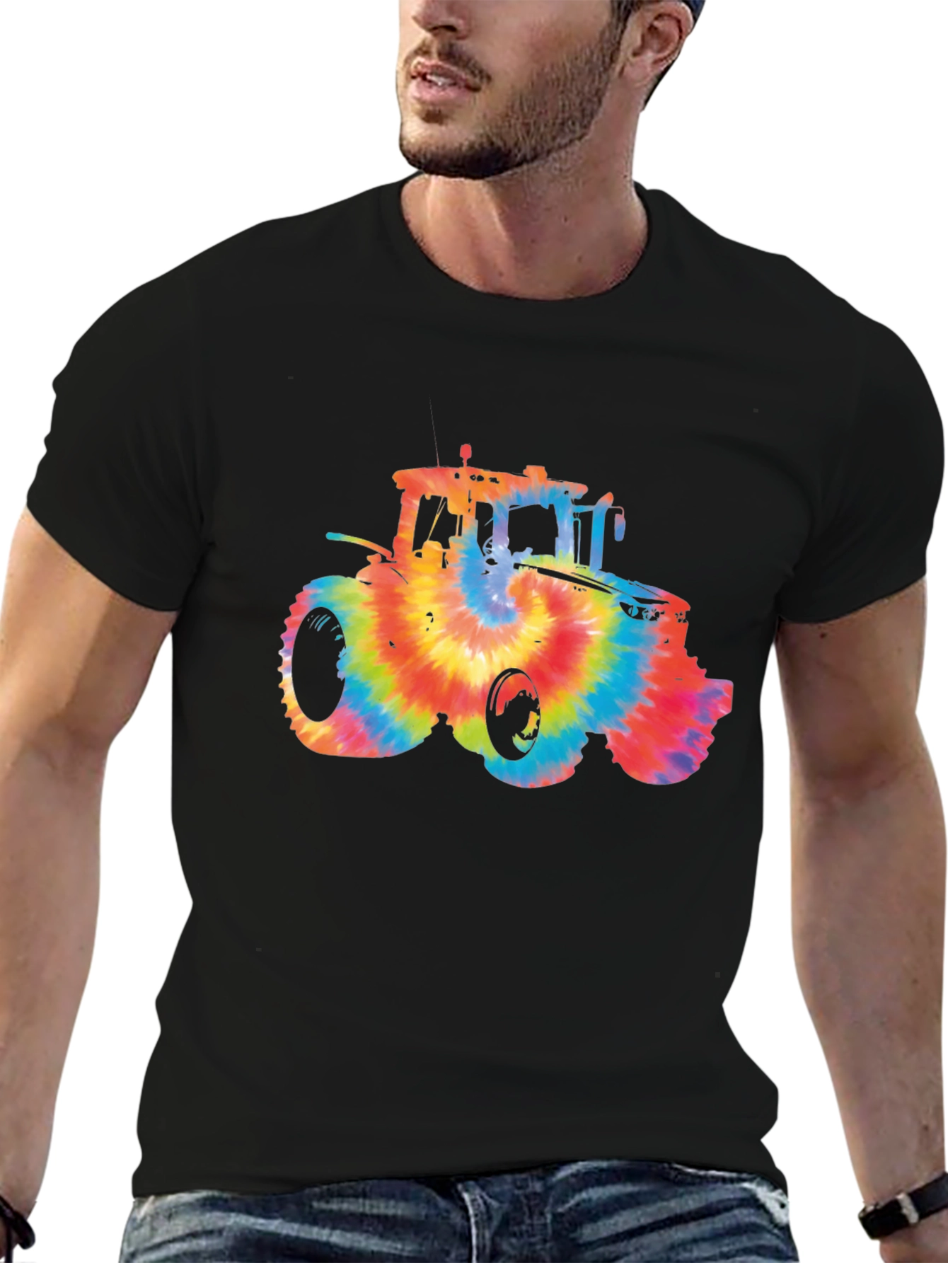 Tie Dye Tractor Graphic T-Shirt
