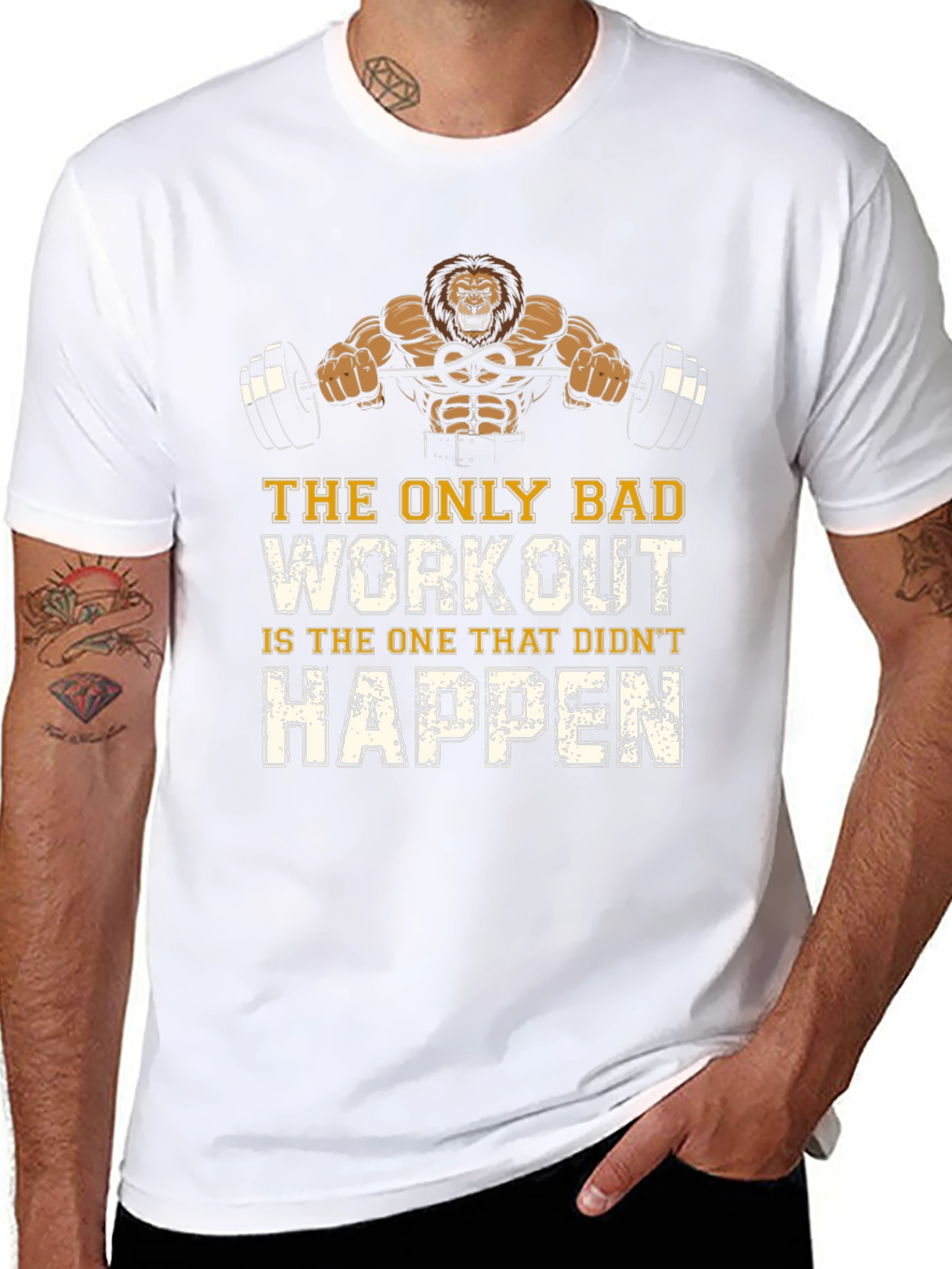 Gym Motivation T-Shirt - Lion Workout Design