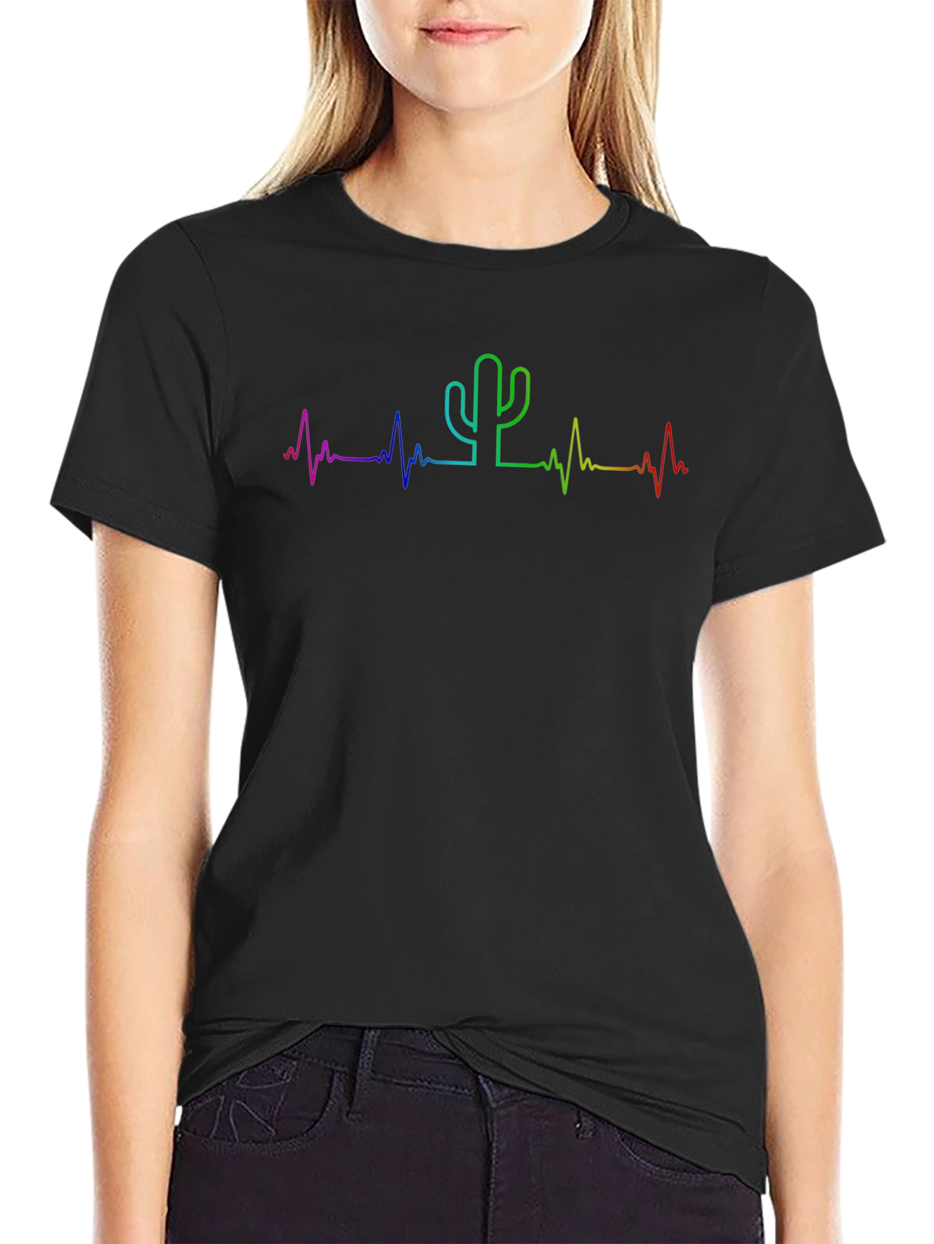 Rainbow Cactus Heartbeat Tee - Unisex