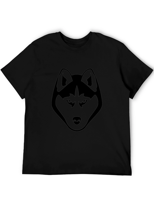 Black Husky Dog Head Graphic T-Shirt