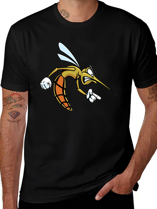 Funny Mosquito Cartoon Black T-Shirt