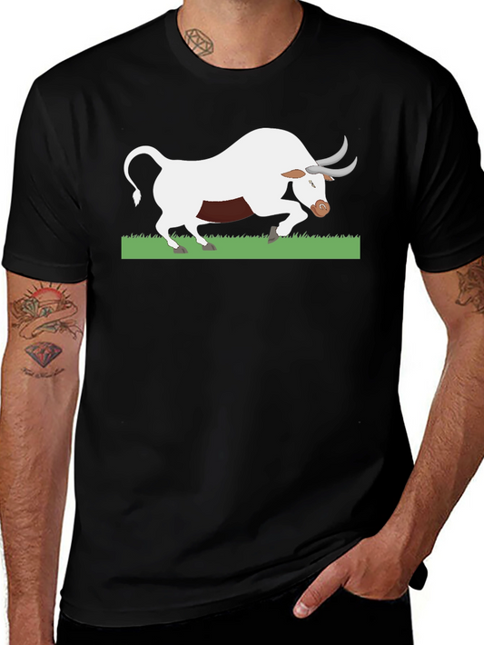 Black T-Shirt with White Bull Design