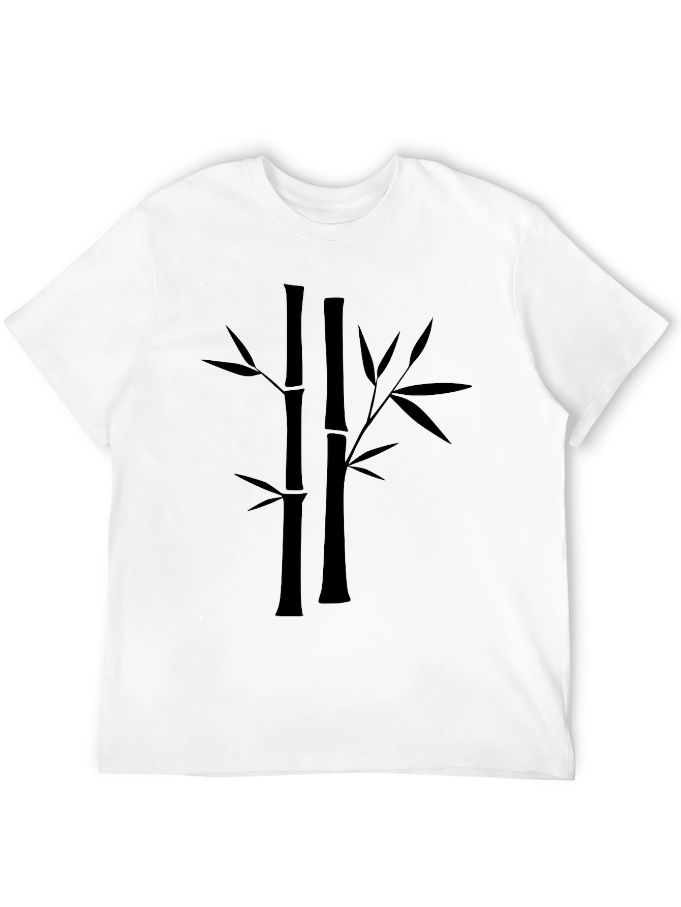 Bamboo Print Black T-Shirt - Casual Style
