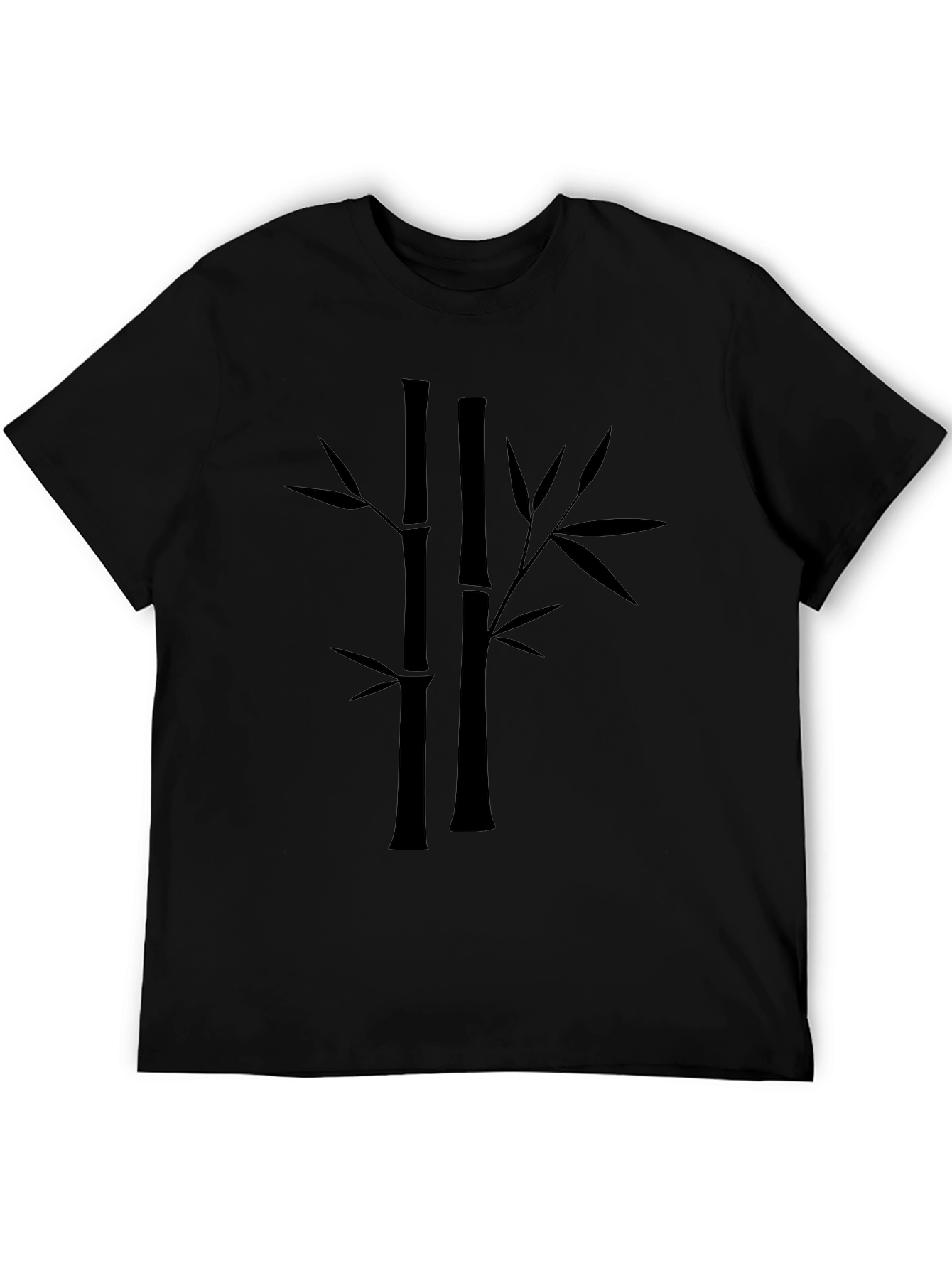 Bamboo Print Black T-Shirt - Casual Style