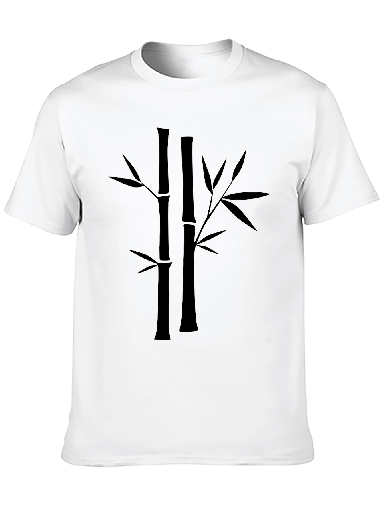Bamboo Print Black T-Shirt - Casual Style