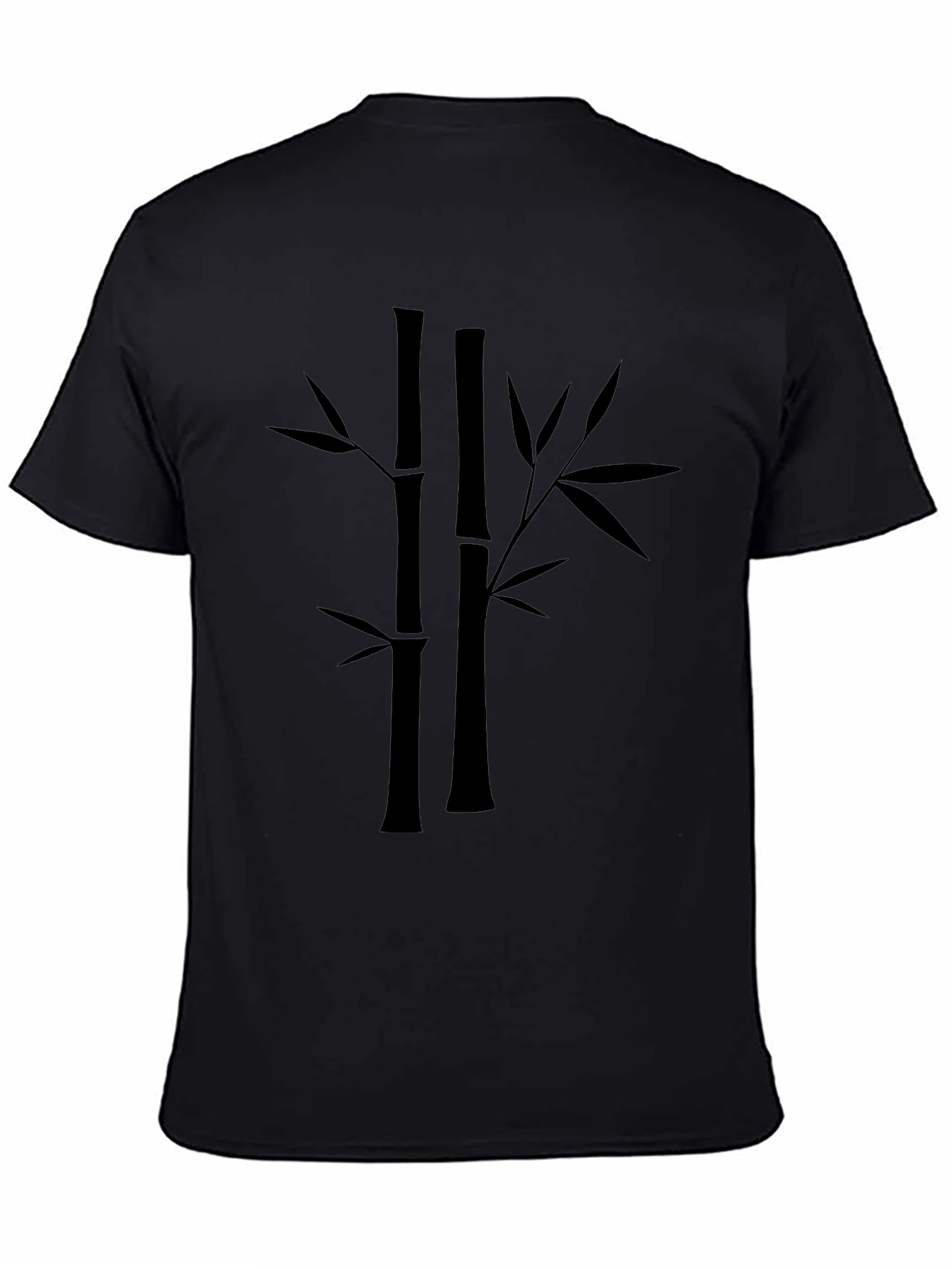 Bamboo Print Black T-Shirt - Casual Style