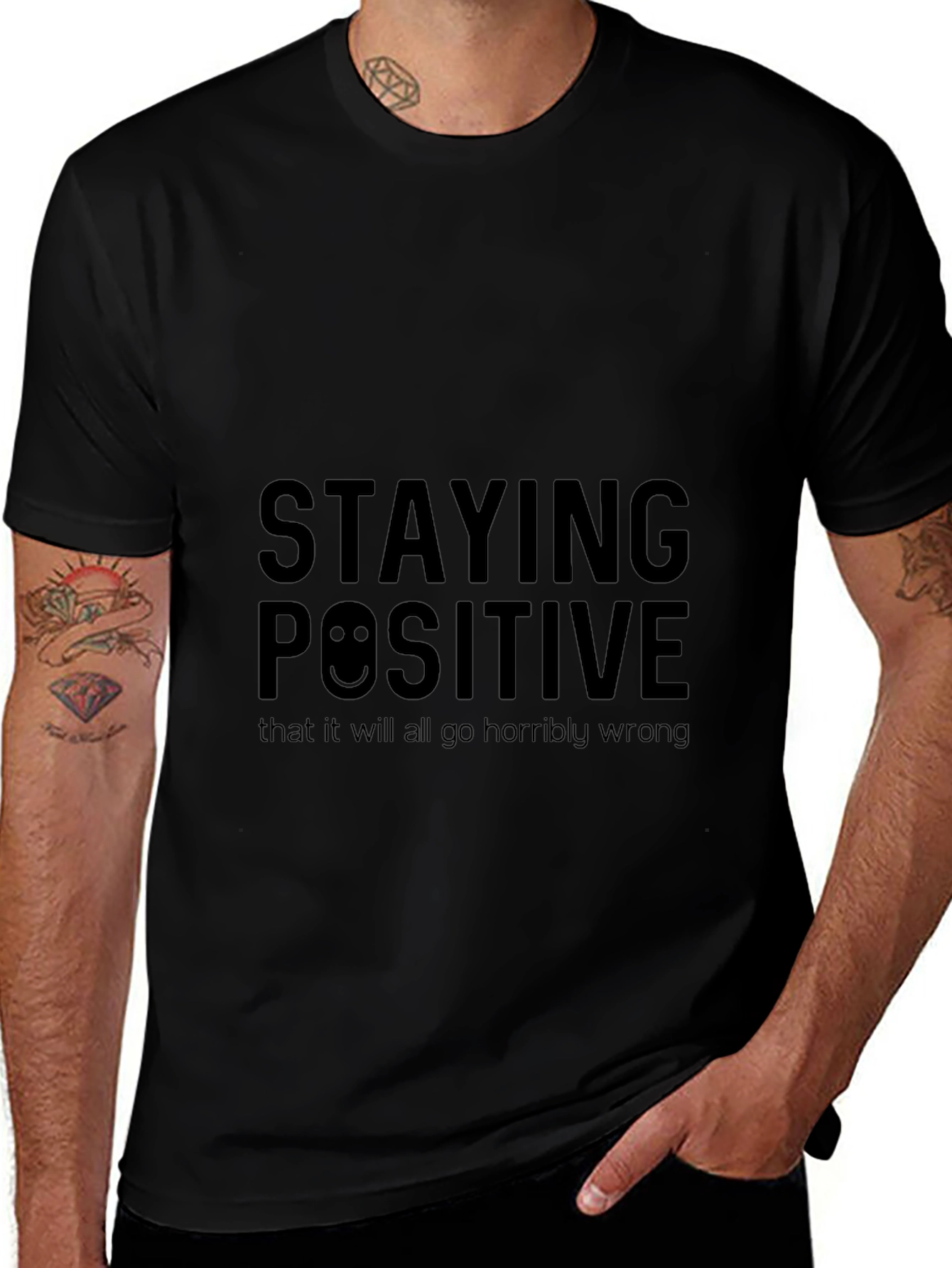 Staying Positive Graphic Black T-Shirt