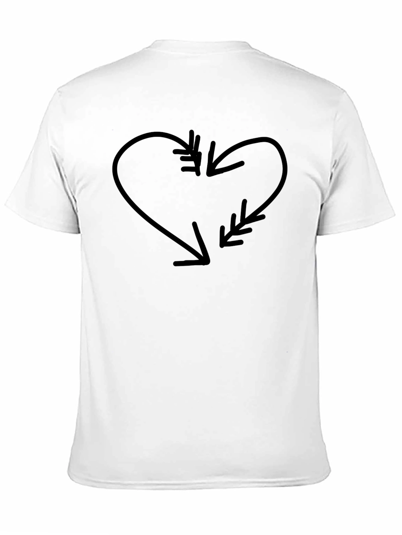 Heart Arrow Graphic Tee - Black Cotton Casual Shirt