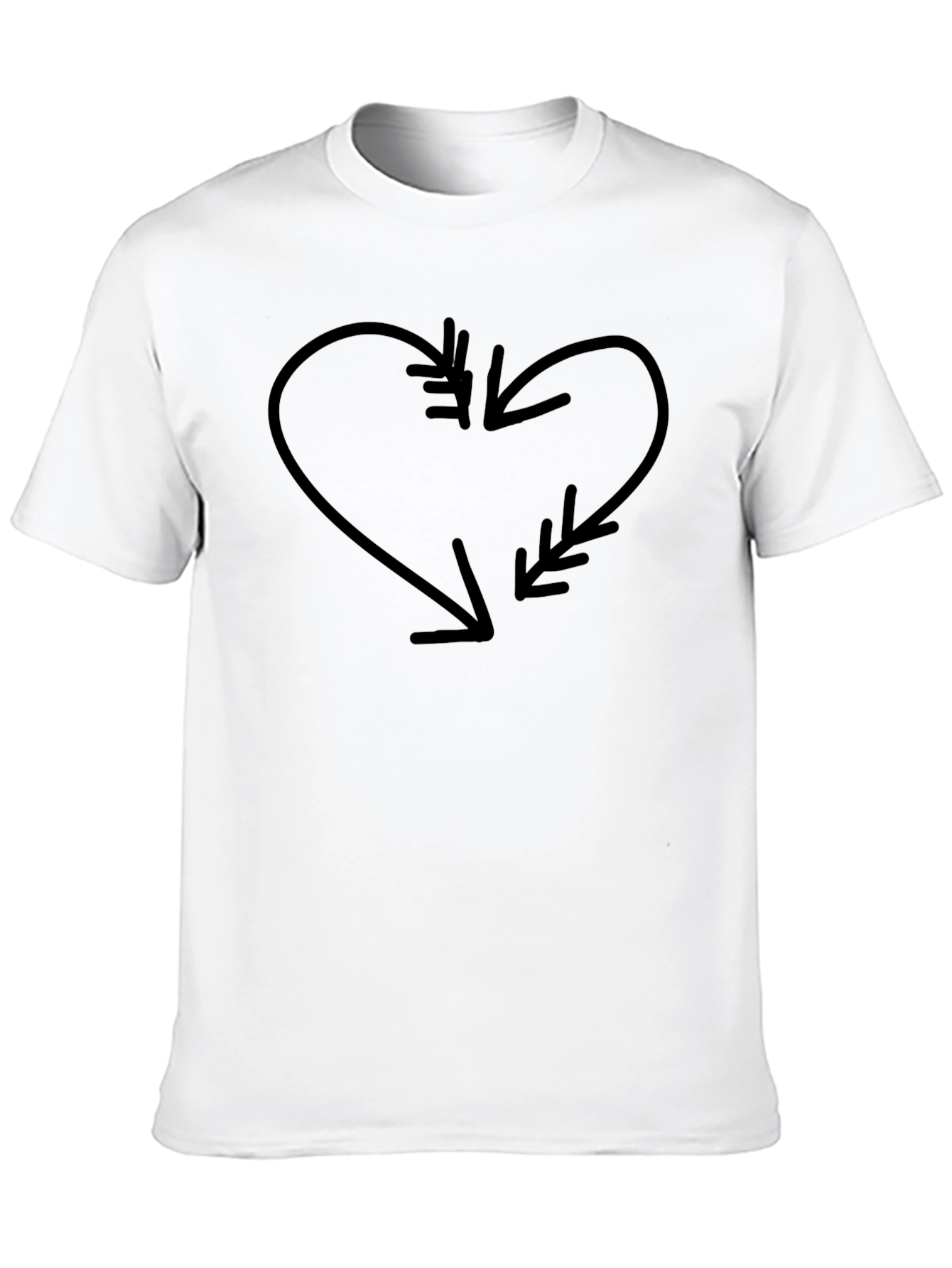 Heart Arrow Graphic Tee - Black Cotton Casual Shirt