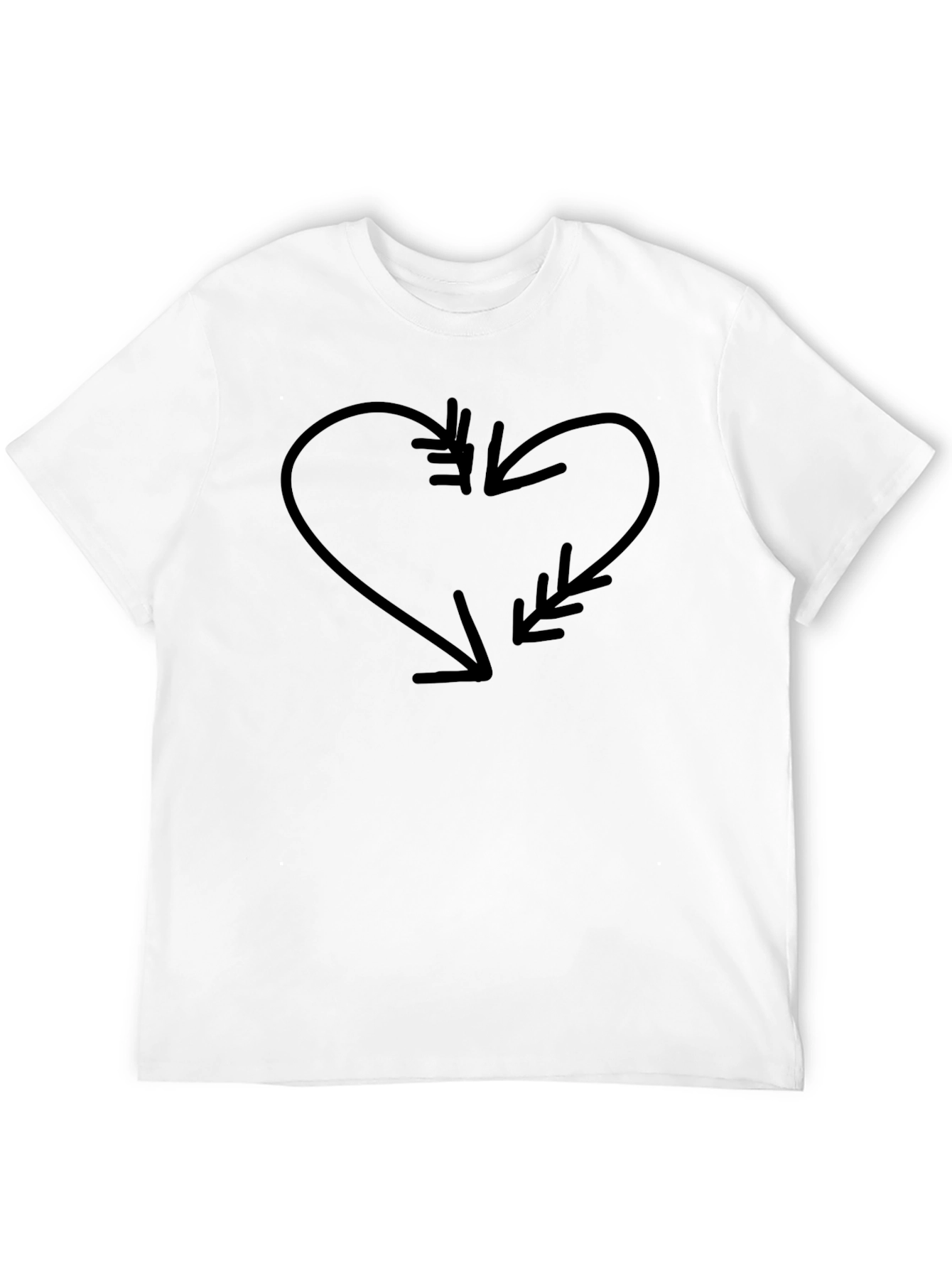 Heart Arrow Graphic Tee - Black Cotton Casual Shirt