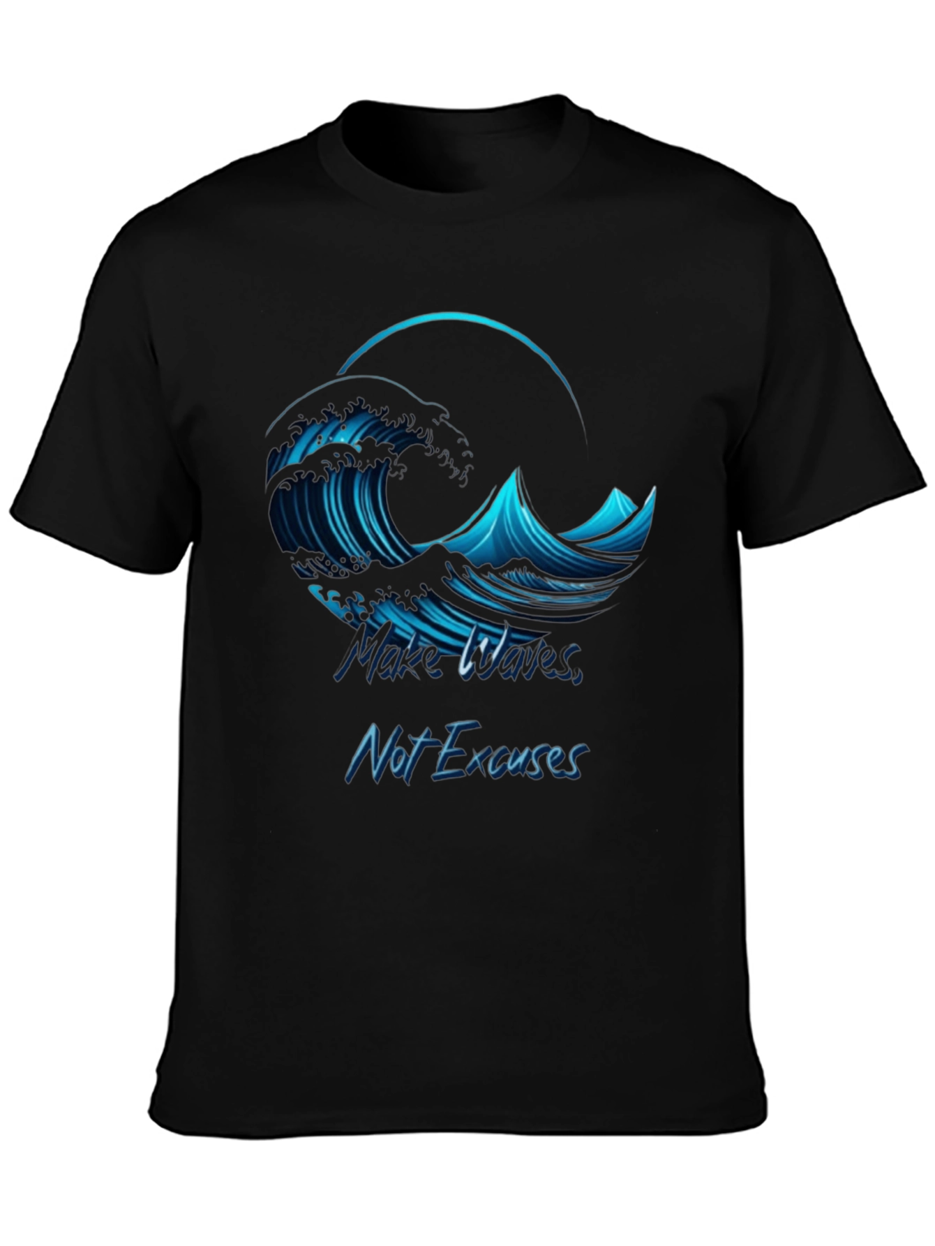 Motivation Wave Graphic Black T-Shirt