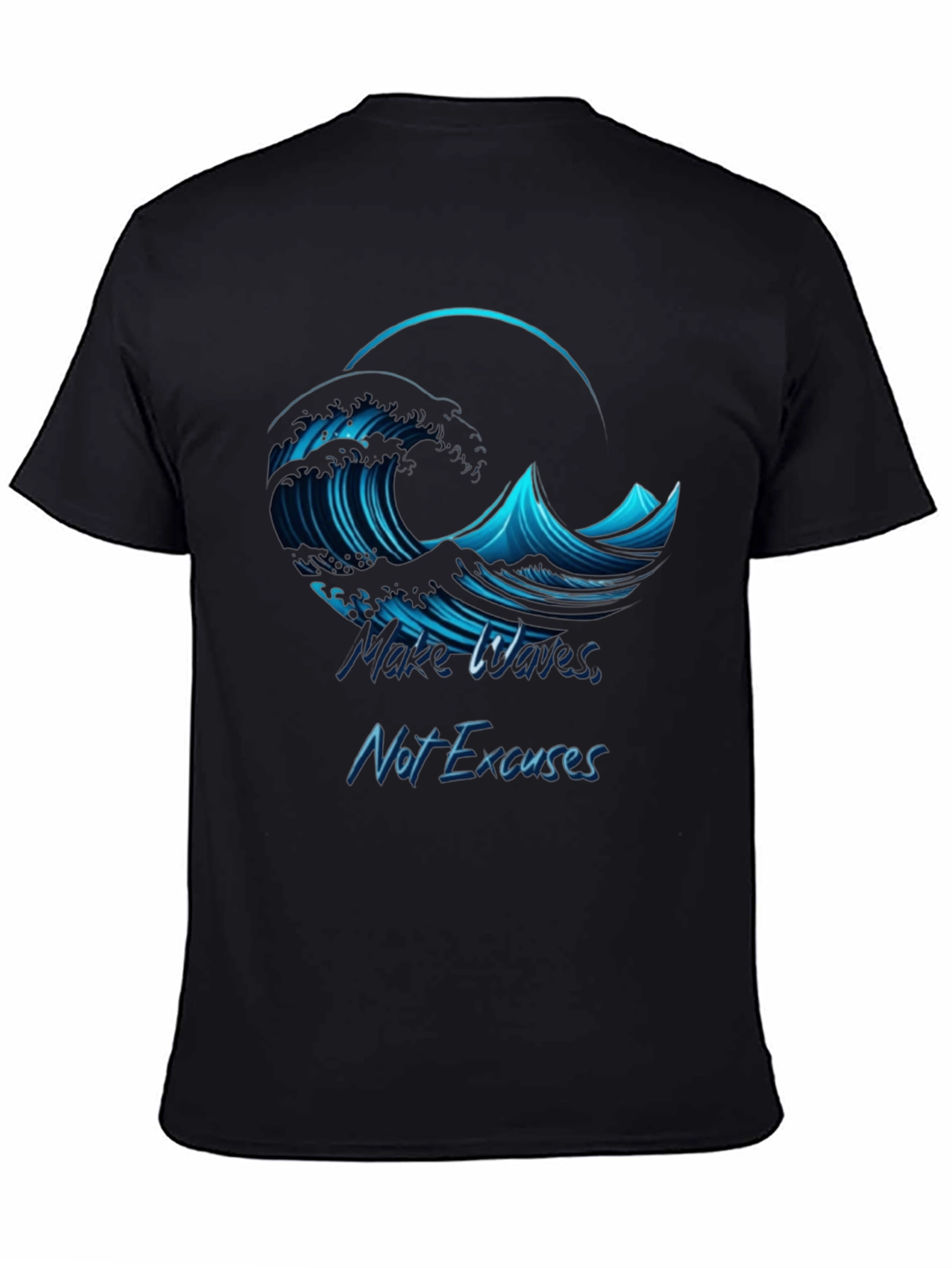 Motivation Wave Graphic Black T-Shirt