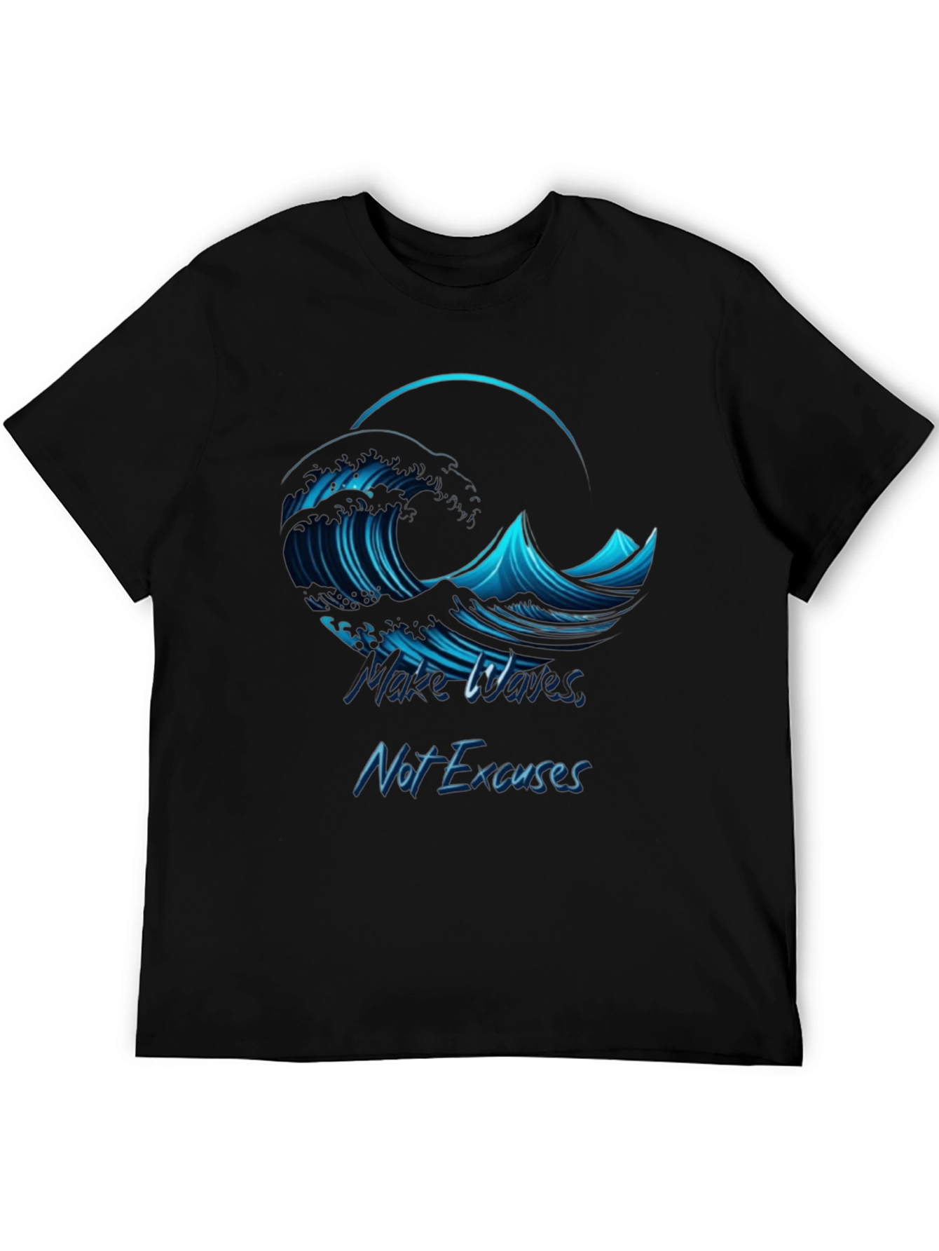 Motivation Wave Graphic Black T-Shirt