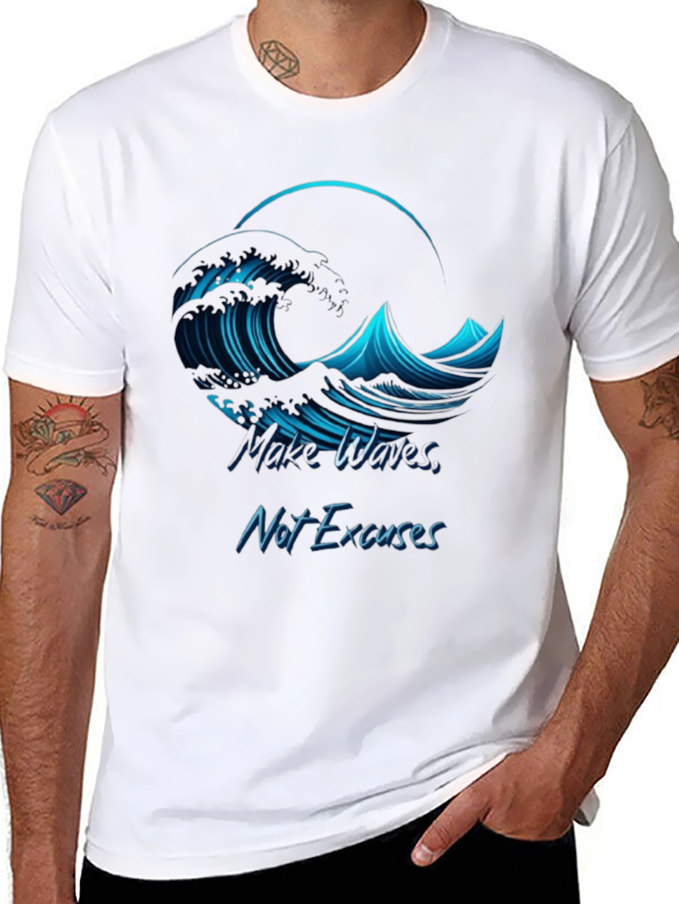 Motivation Wave Graphic Black T-Shirt