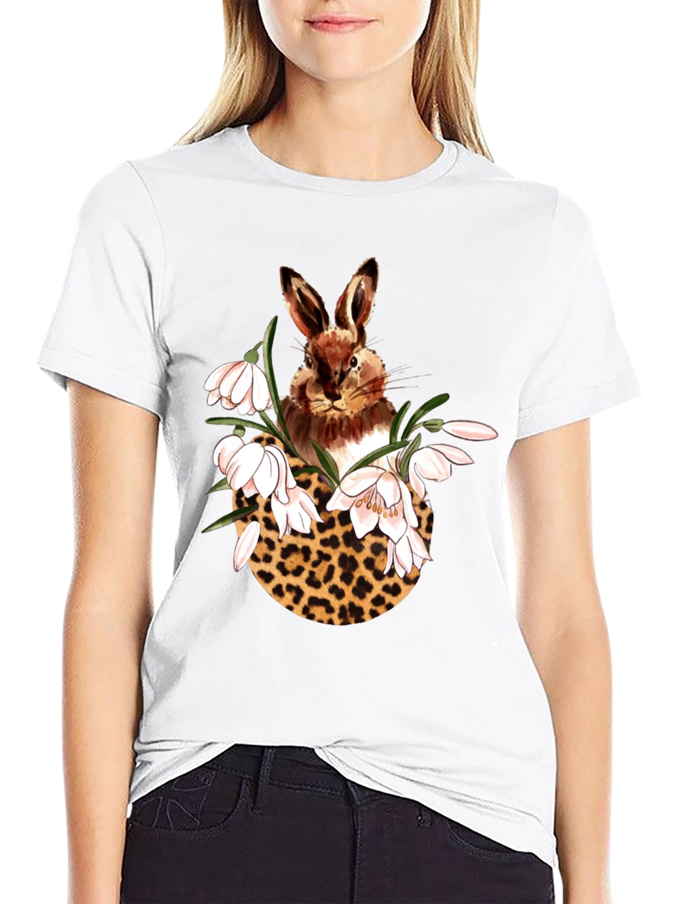 Rabbit Leopard Floral T-Shirt