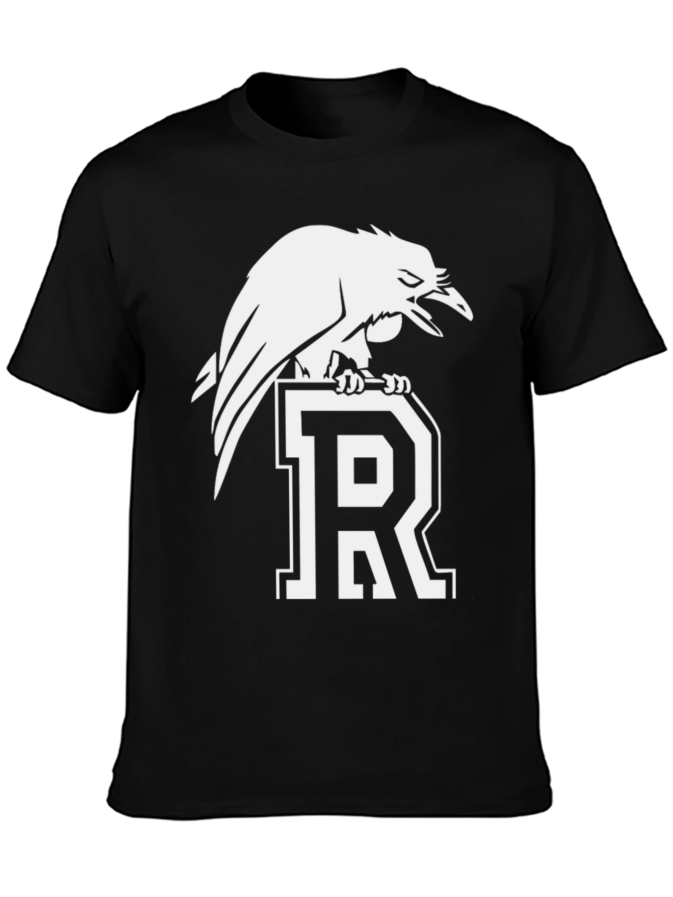 Raven Perched on Letter R Graphic Tee - Black