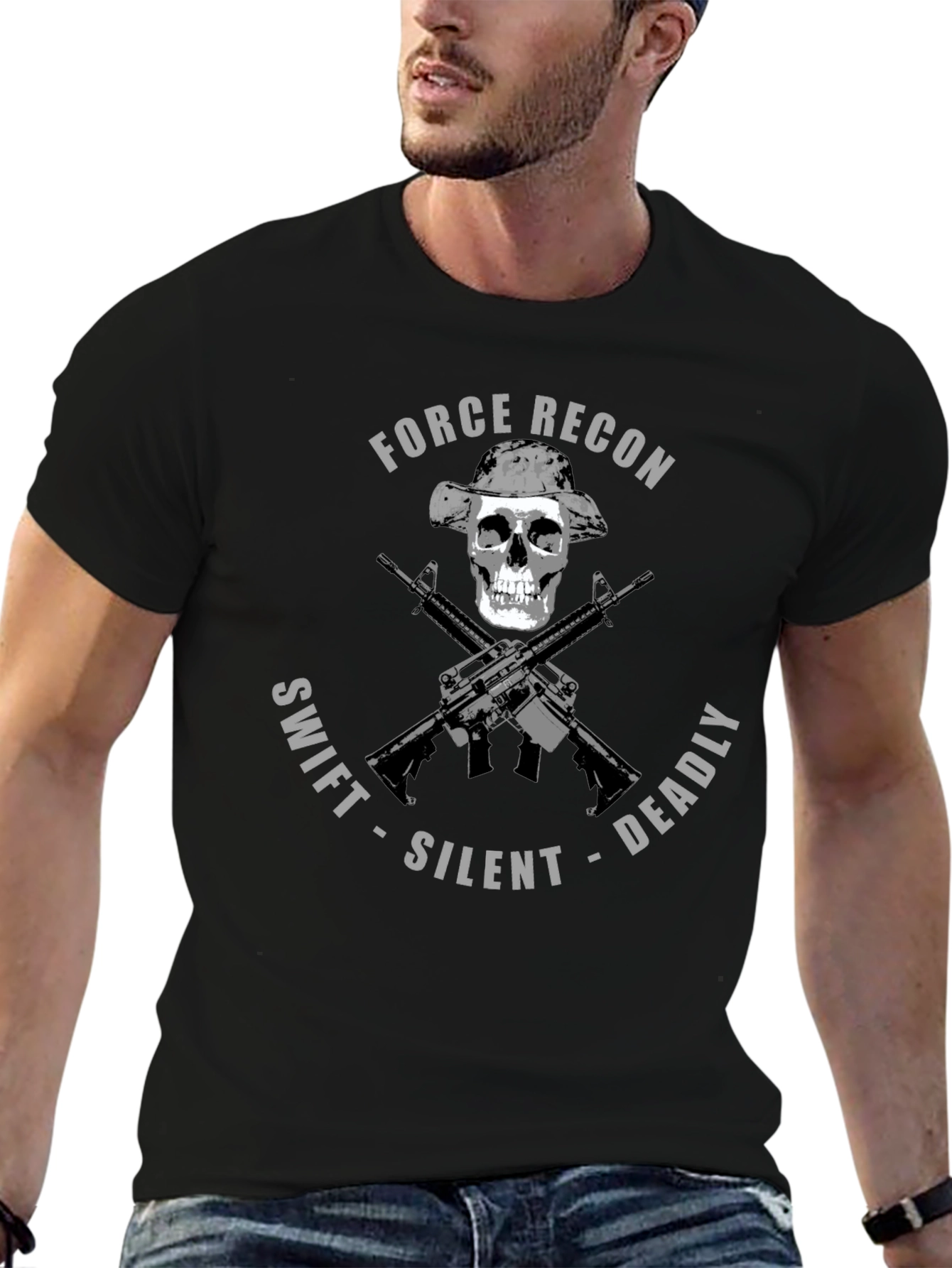 Force Recon Skull T-Shirt: Swift Silent Deadly Tee
