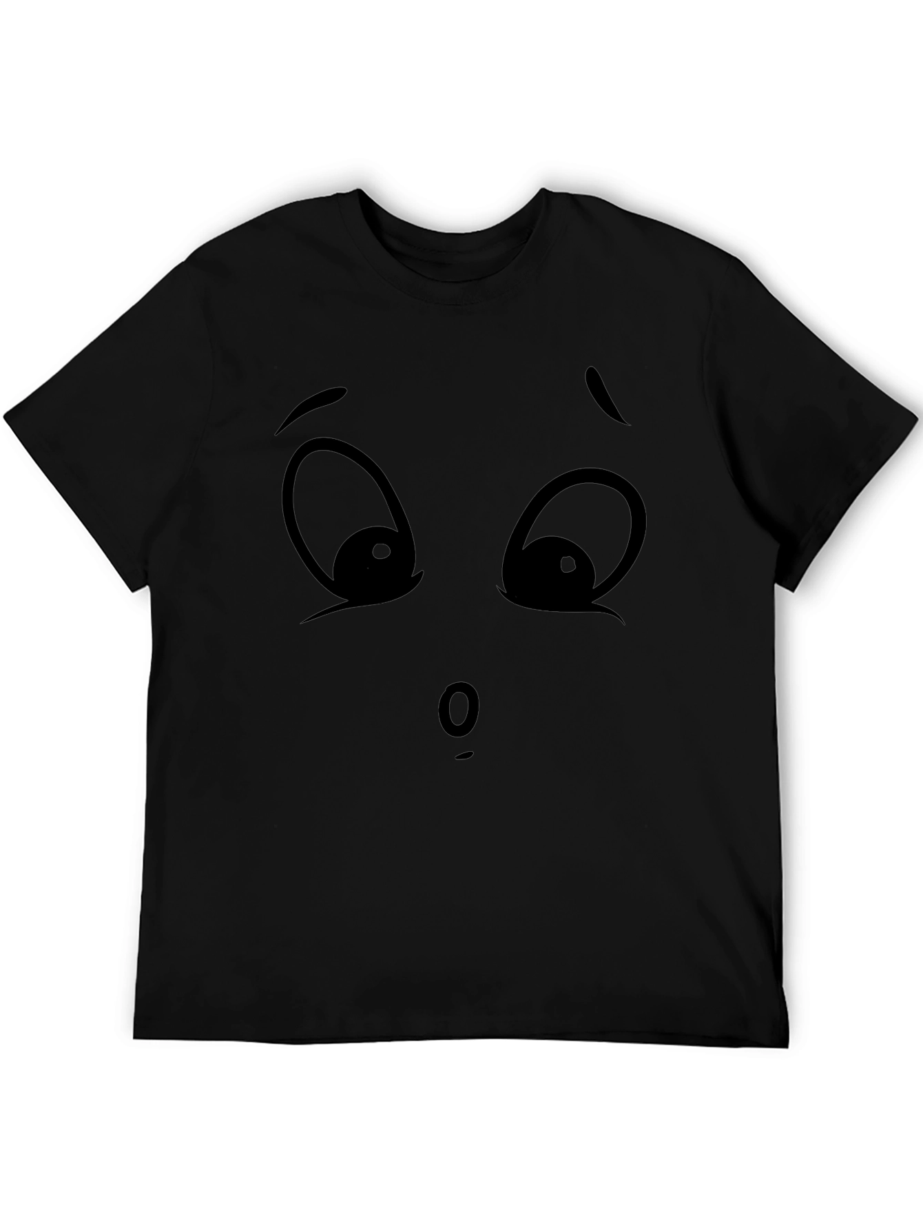 Cartoon Face Graphic Tee - Expressive Black T-Shirt