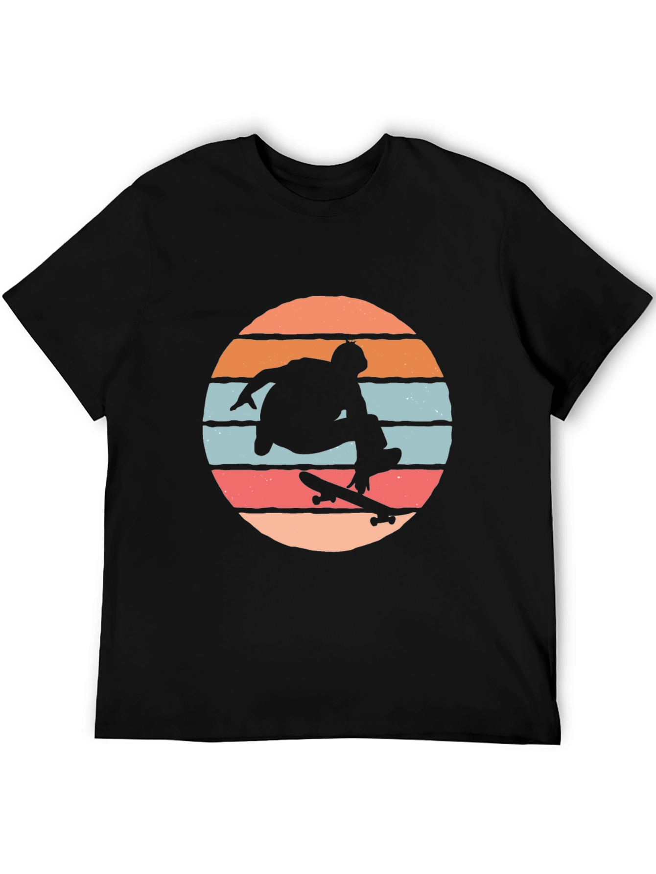 Skateboarder Silhouette Tee - Retro Sunset Design