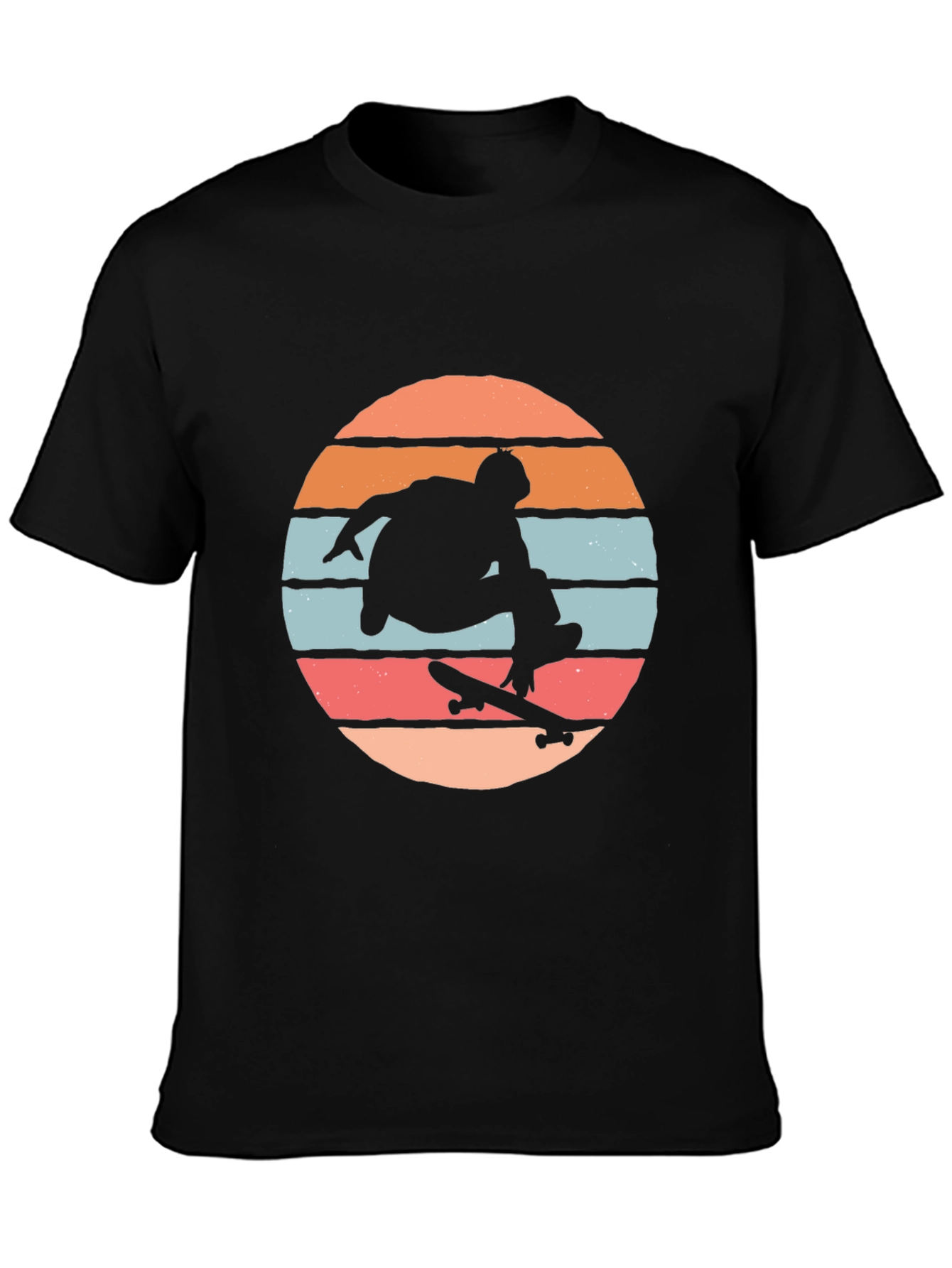 Skateboarder Silhouette Tee - Retro Sunset Design
