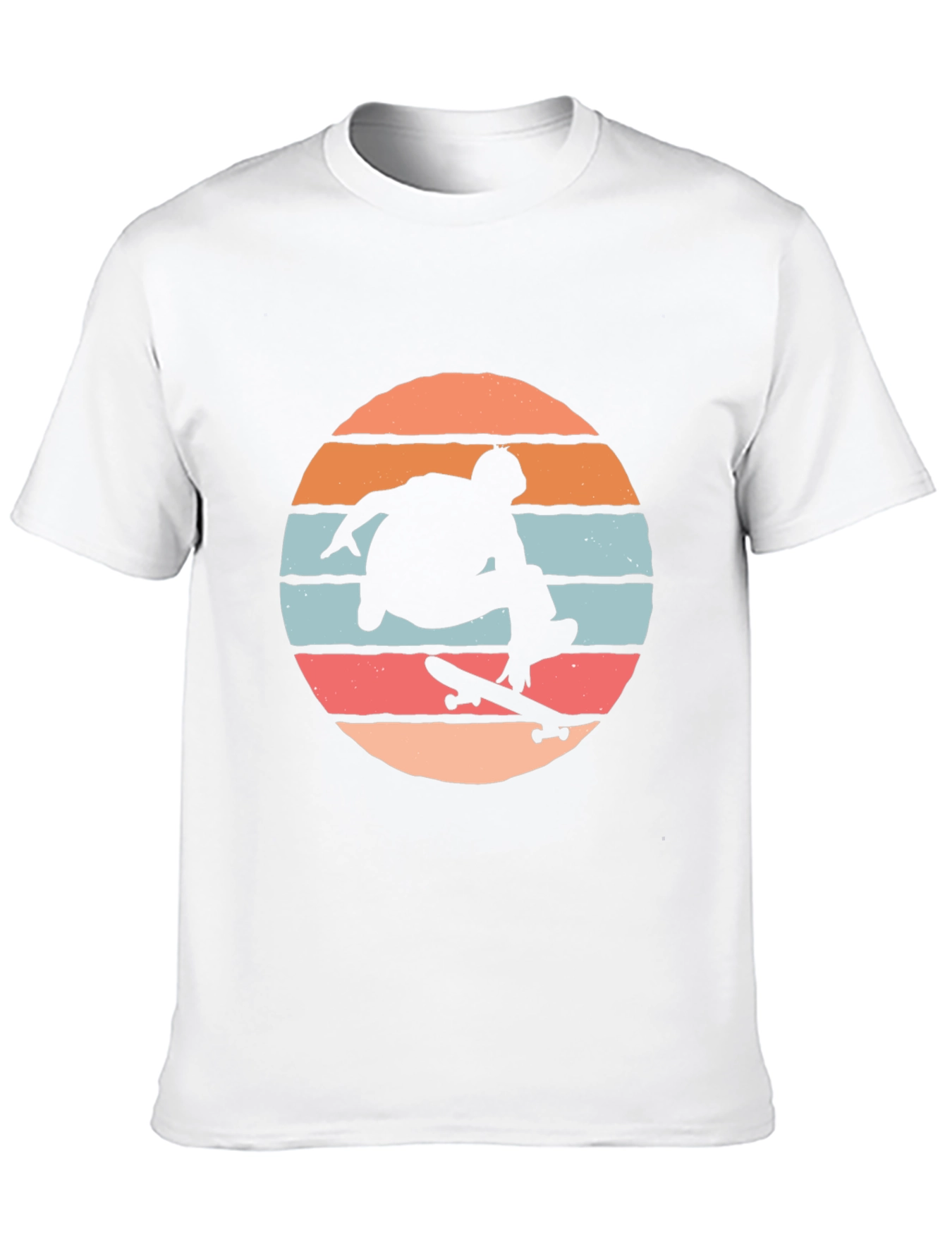 Skateboarder Silhouette Tee - Retro Sunset Design