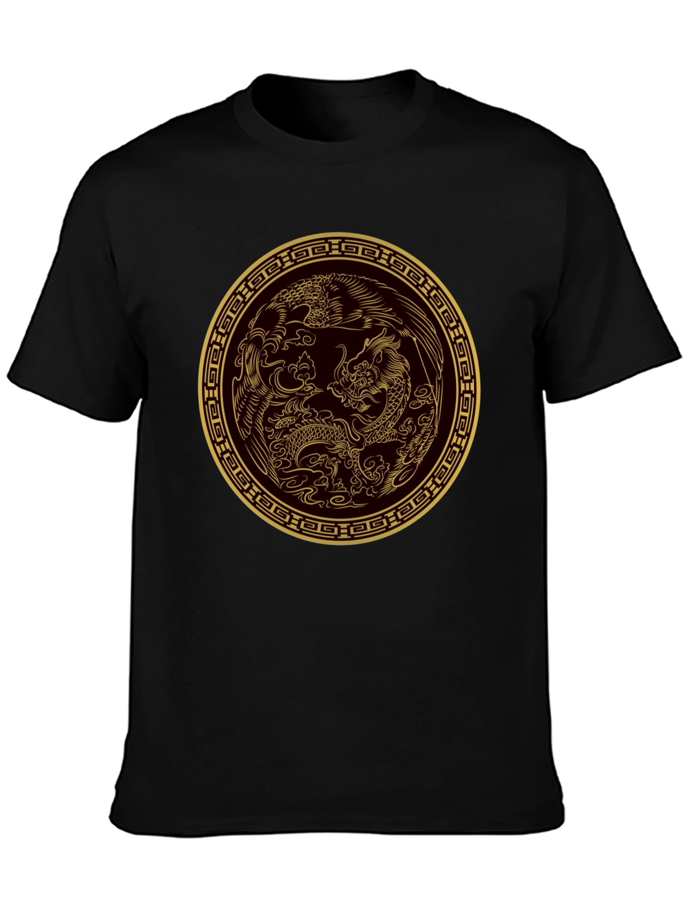 Dragon & Phoenix Graphic Tee - Black