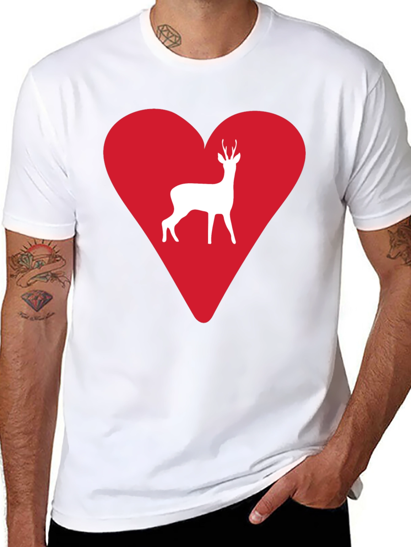 Deer Heart Graphic Tee - Mens Black T-Shirt