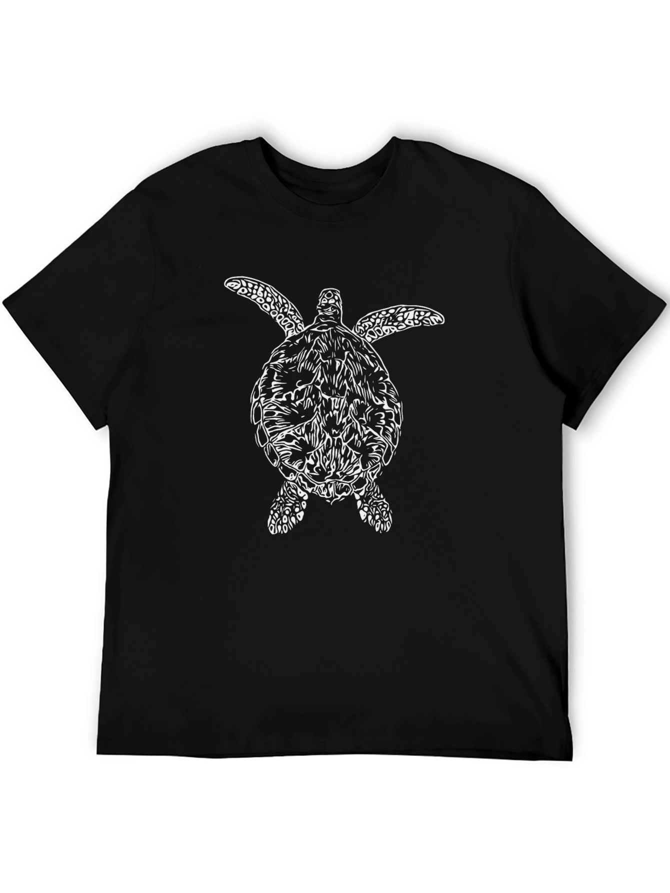 Turtle Graphic Print Tee - Casual Black T-Shirt