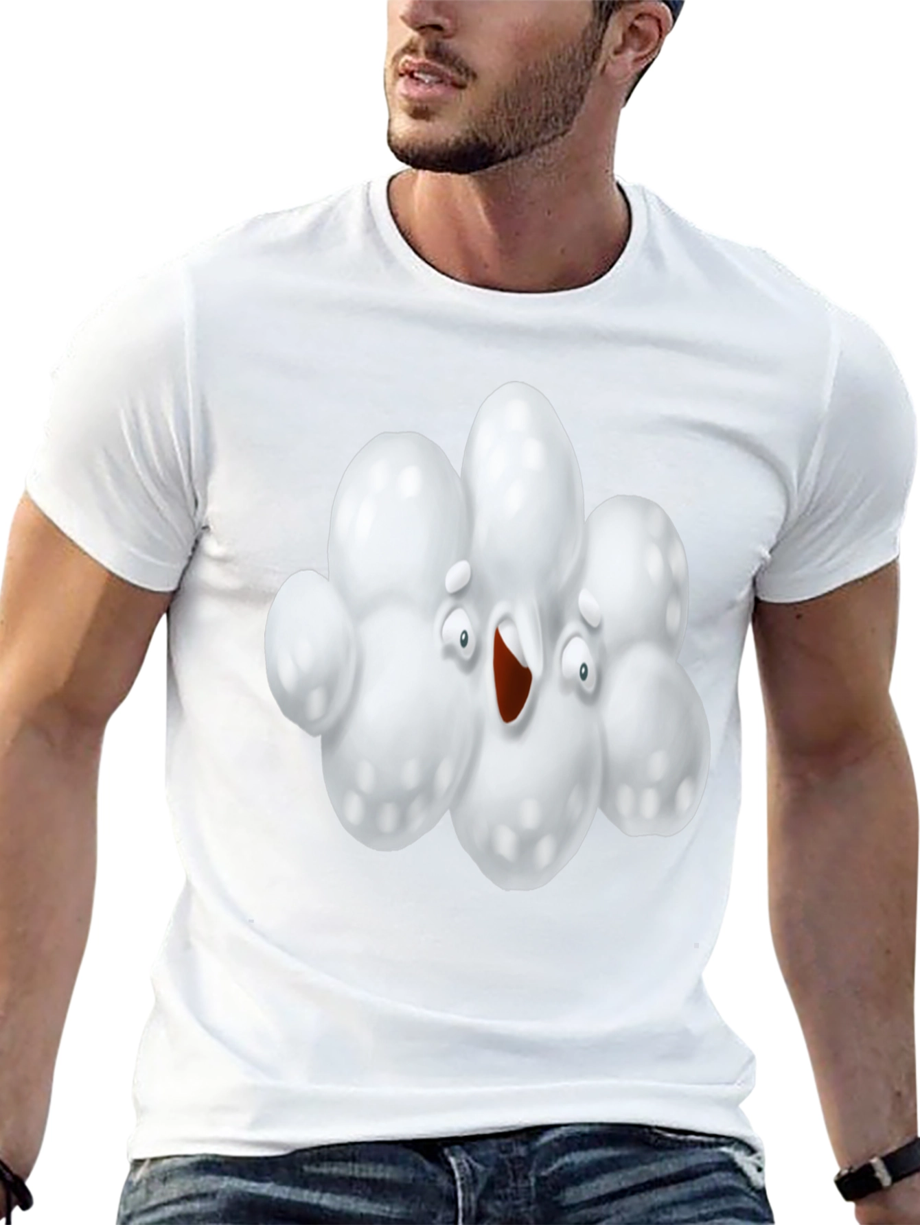 Funny Popcorn Cartoon Graphic Black T-Shirt