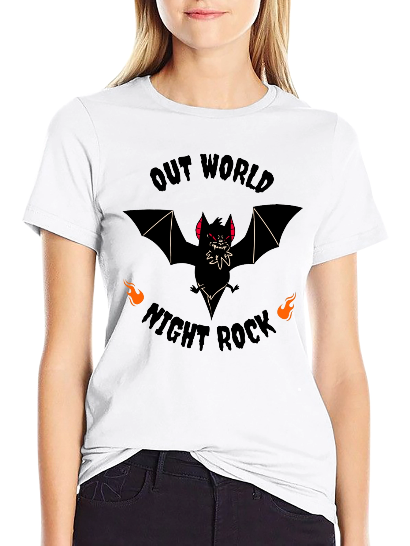 Out World Night Rock Bat Graphic Tee