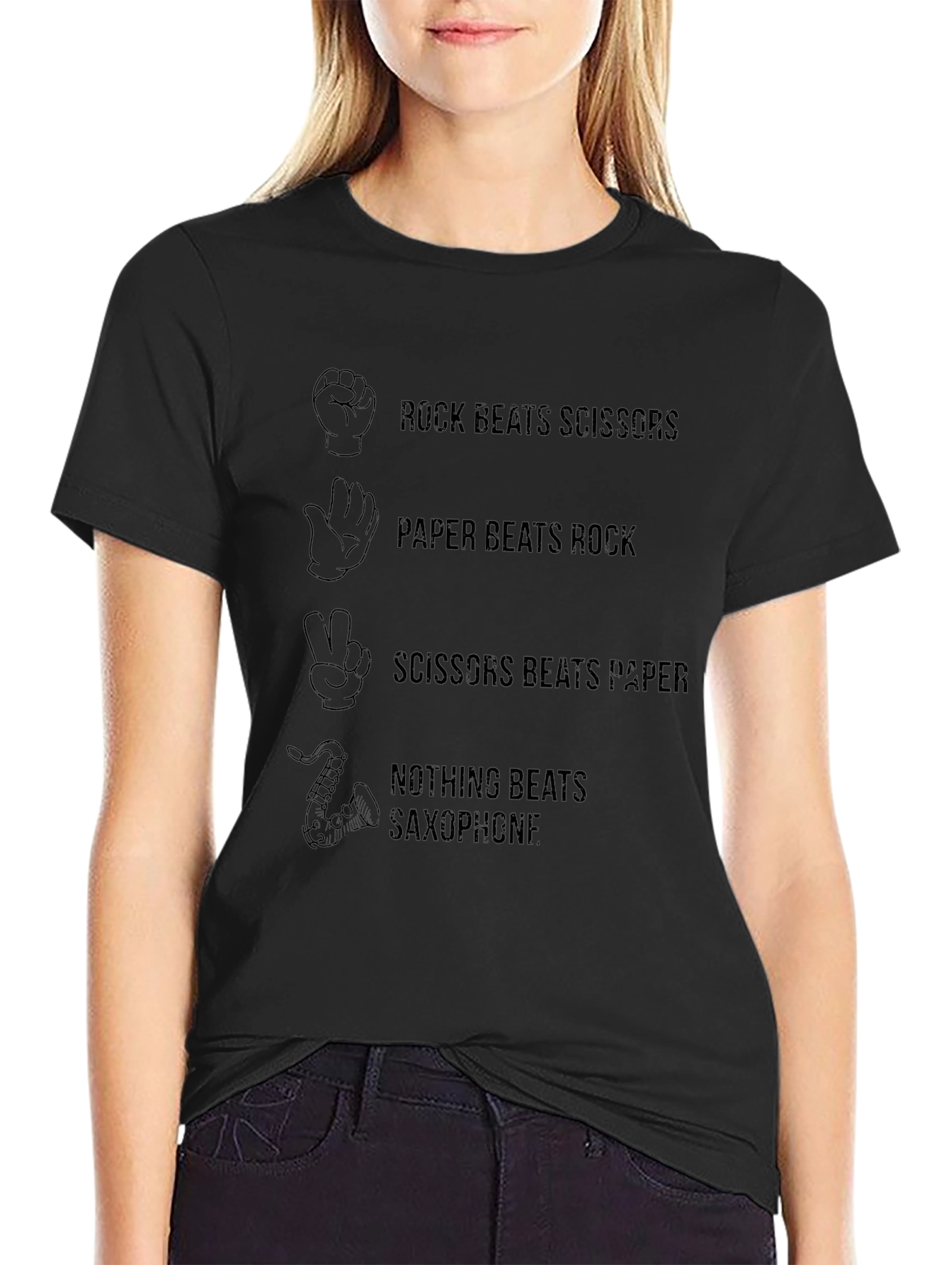 Rock Paper Scissors Saxophone Funny T-Shirt