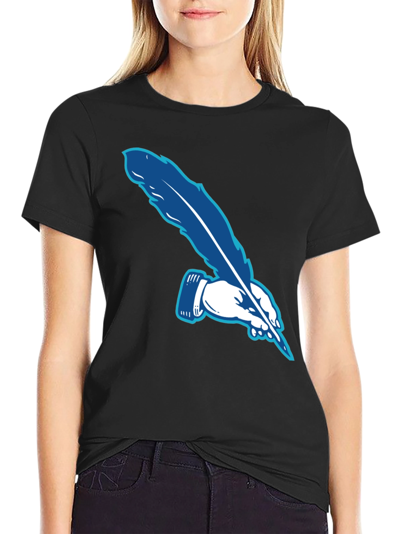 Feather Pen Graphic Tee - Stylish & Unique