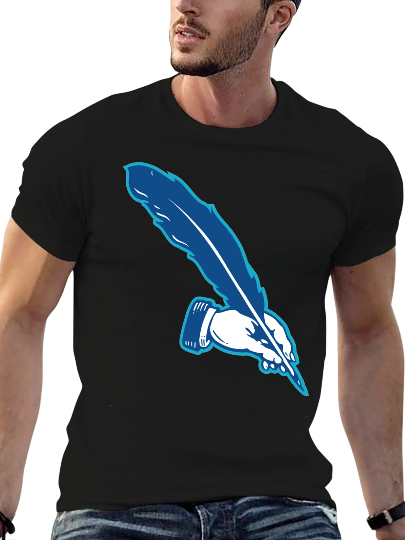 Feather Pen Graphic Tee - Stylish & Unique