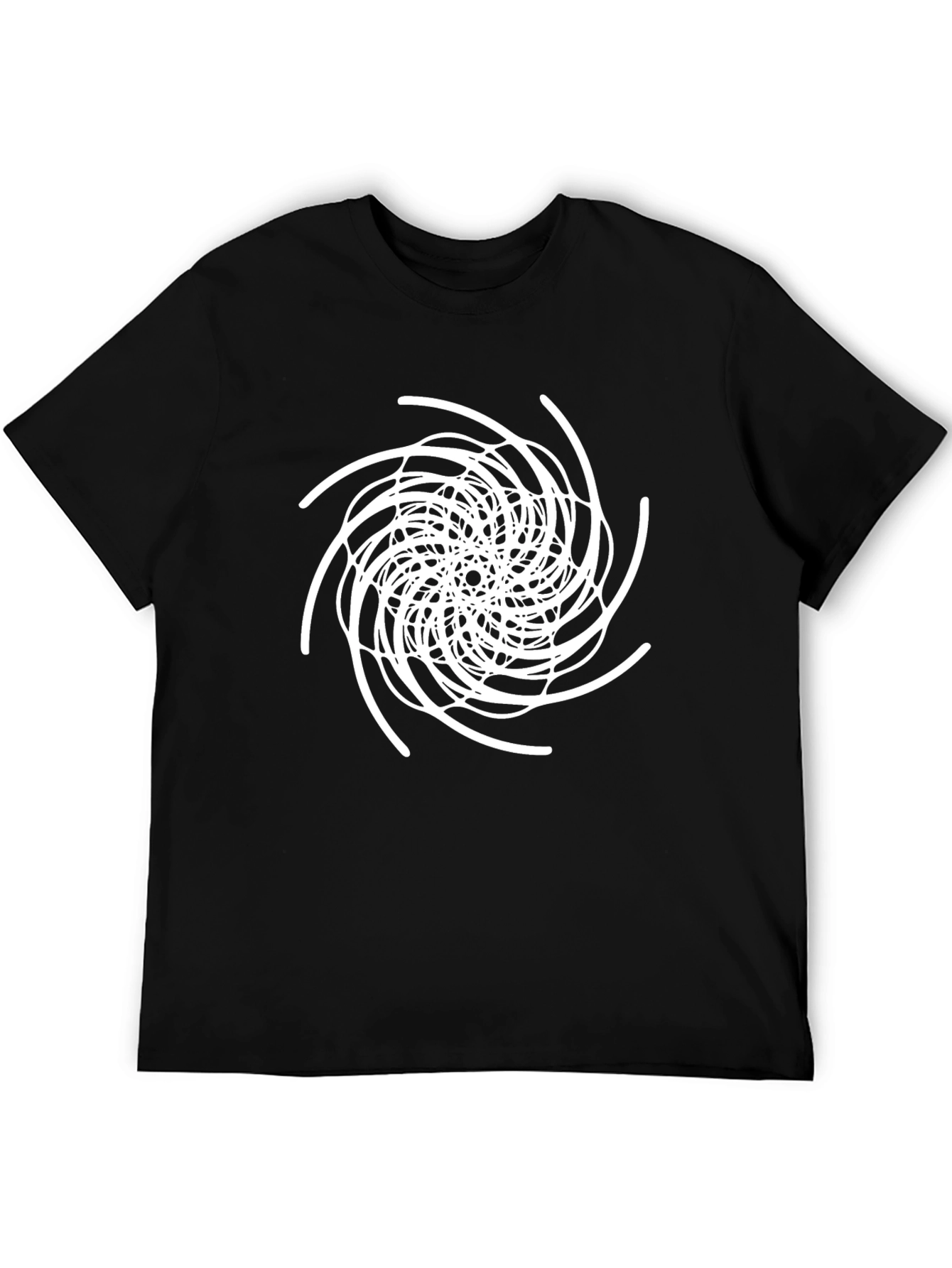 Abstract Swirl Graphic Tee - Black Cotton Casual Shirt