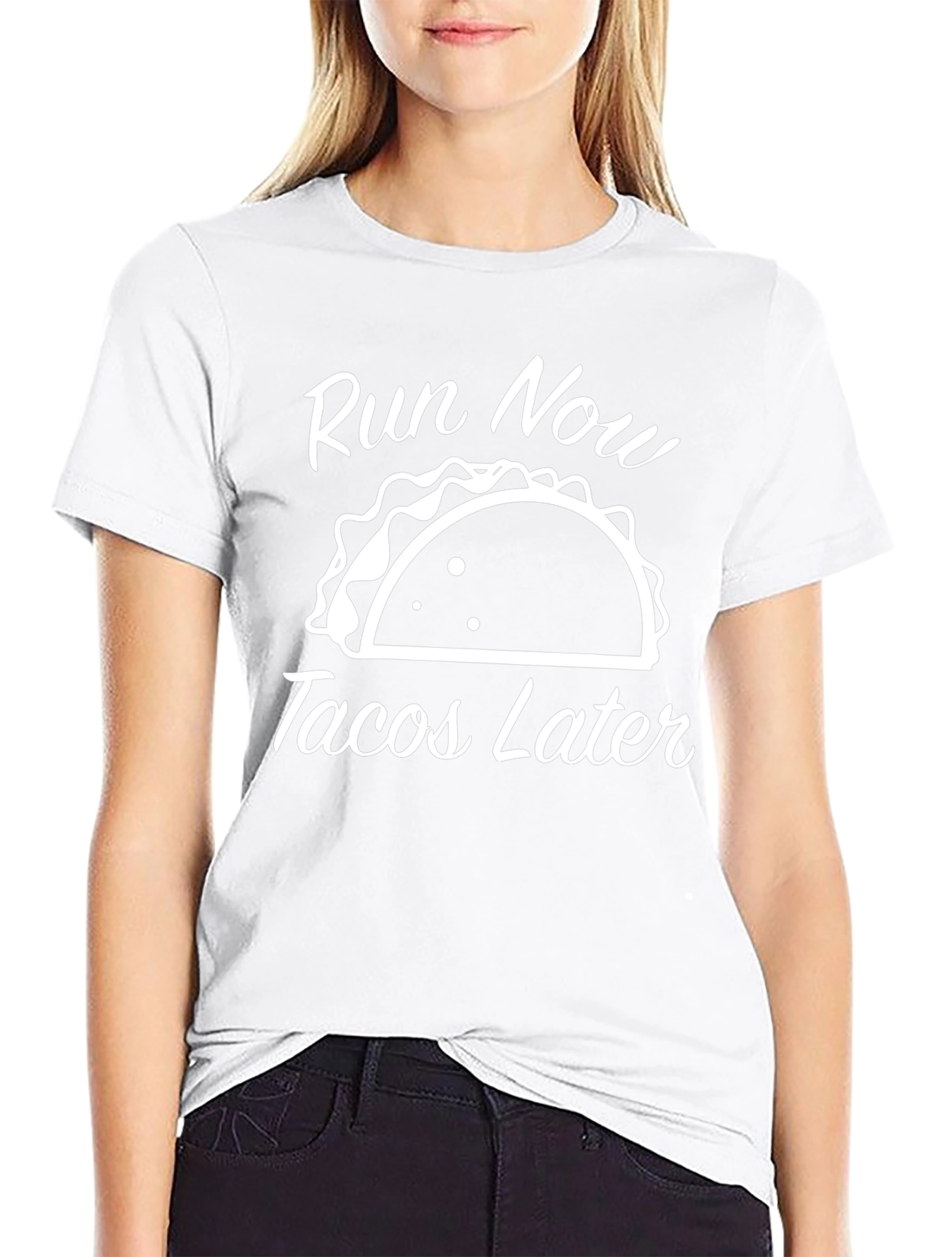 Run Now Tacos Later Black T-Shirt