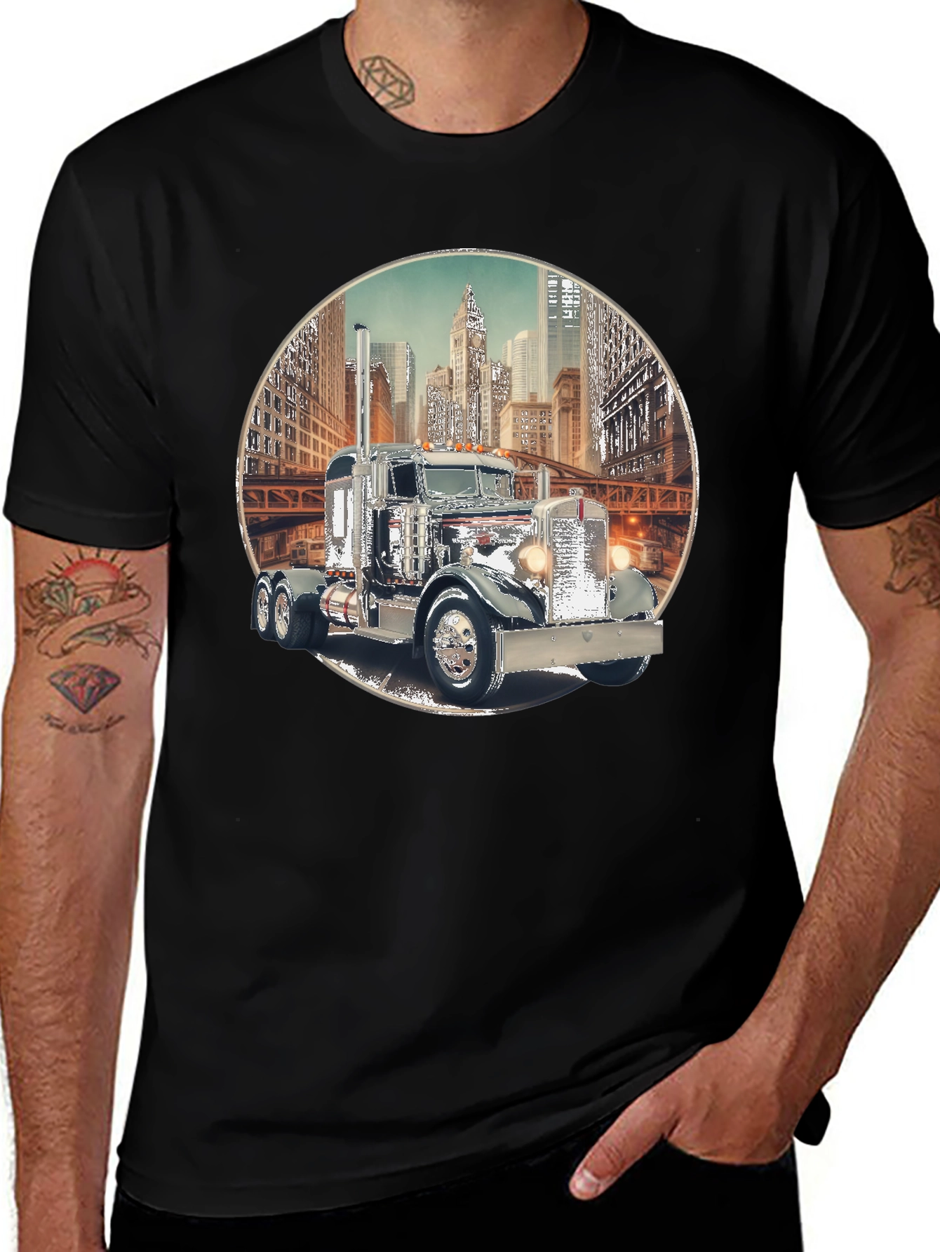 Classic Truck Cityscape Graphic Tee