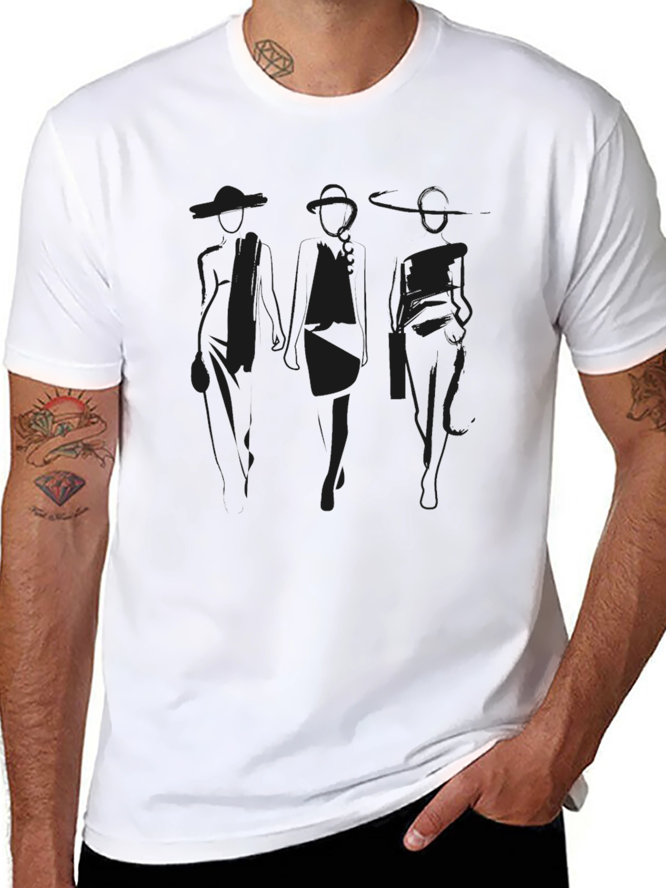 Minimalist Fashion Figure T-Shirt - Black