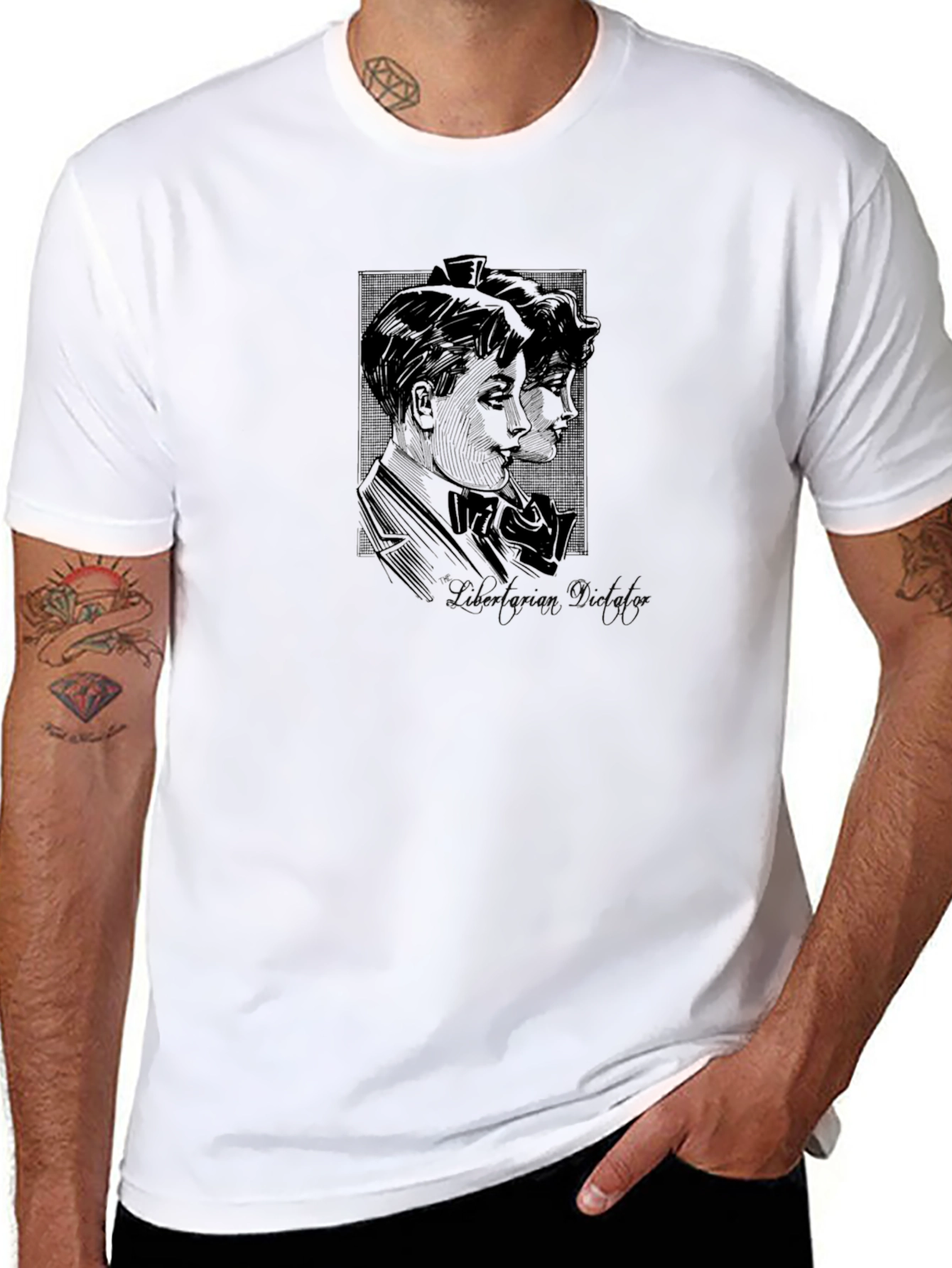 Retro Double Portrait Black T-Shirt