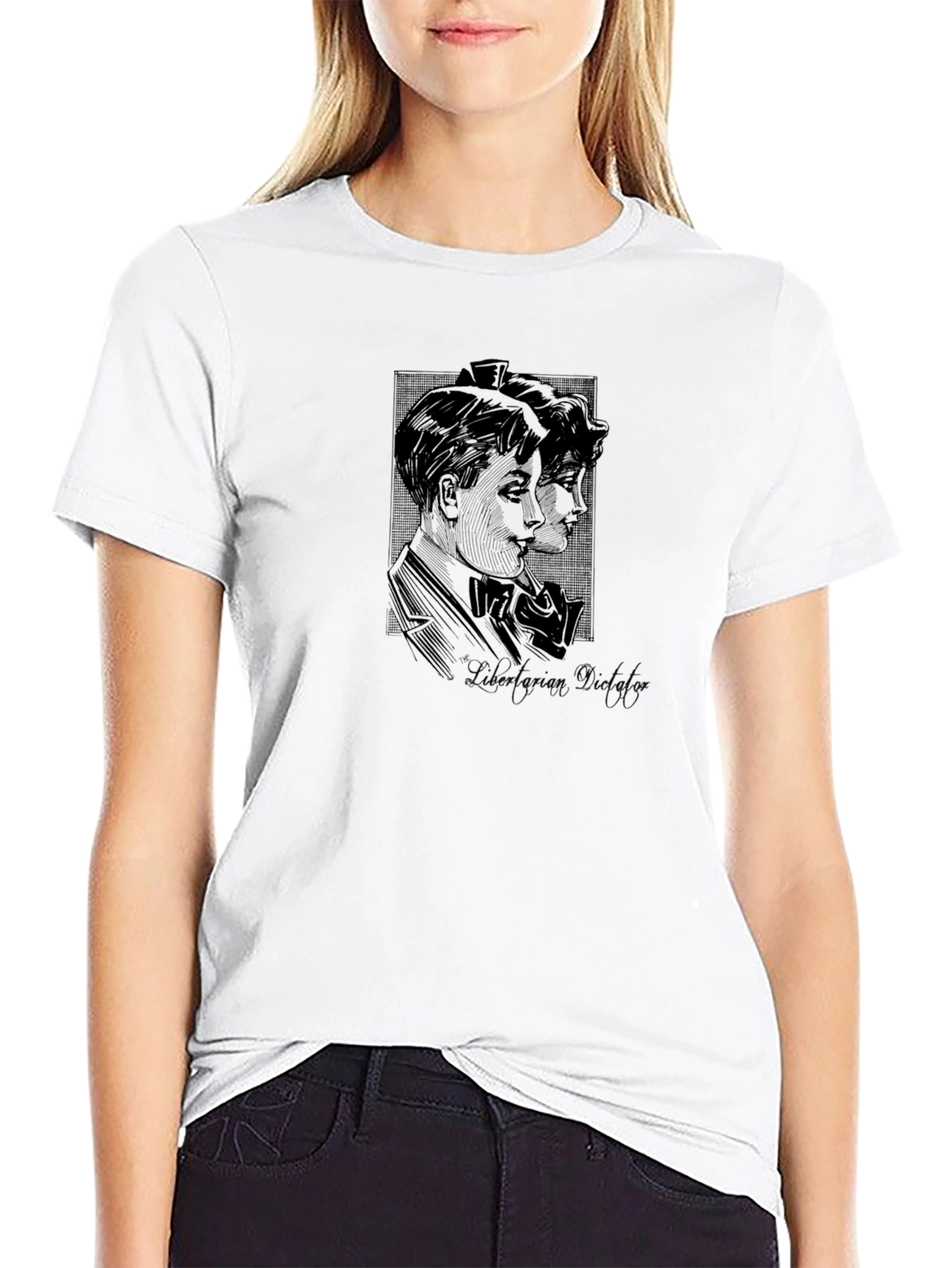 Retro Double Portrait Black T-Shirt