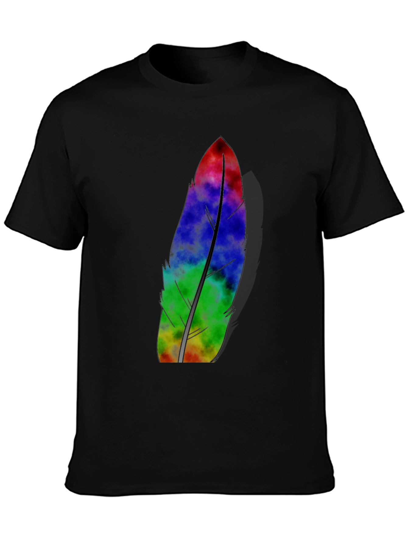 Mens Black Feather Graphic Tee