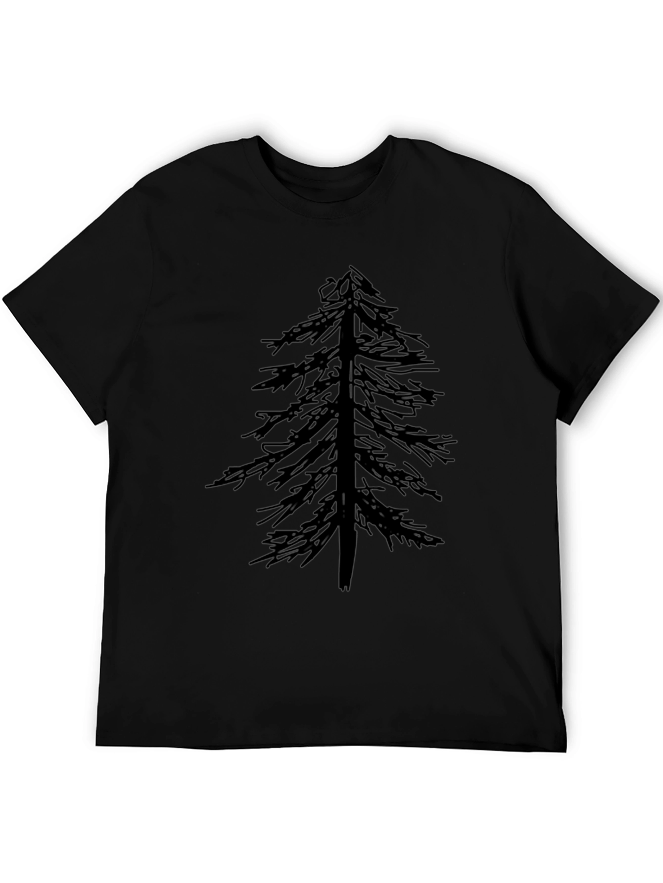 Mens Black T-Shirt with Tree Graphic